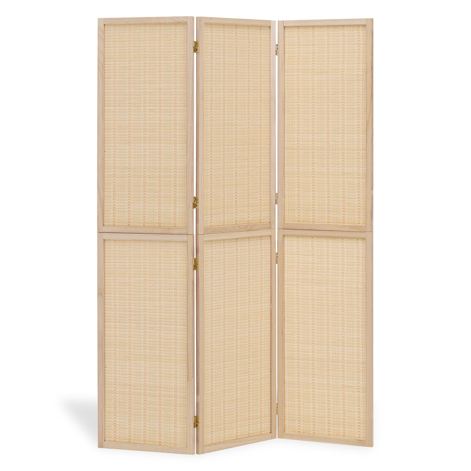 Homestyle4u Paravent Raumteiler Holz Trennwand Natur Sichtschutz Indoor faltbar Bambus (3-teilig), Trennwand, modern