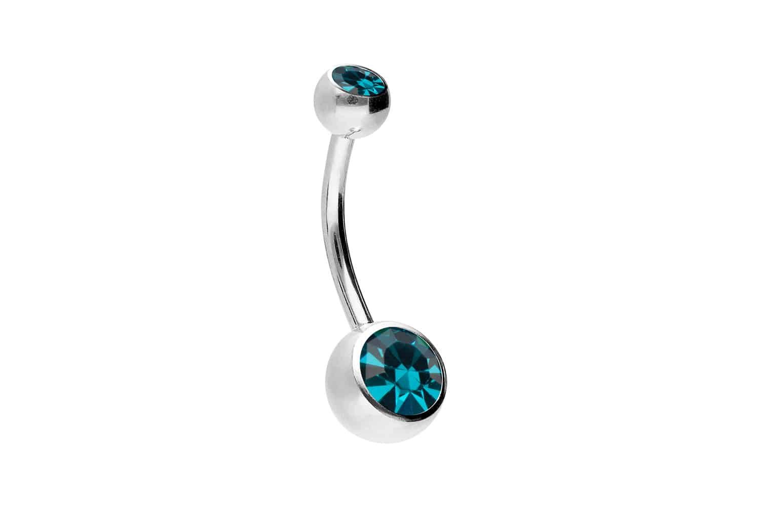 PIERCINGLINE Bauchnabelpiercing Titan Bananabell ZWEI KRISTALLE günstig online kaufen