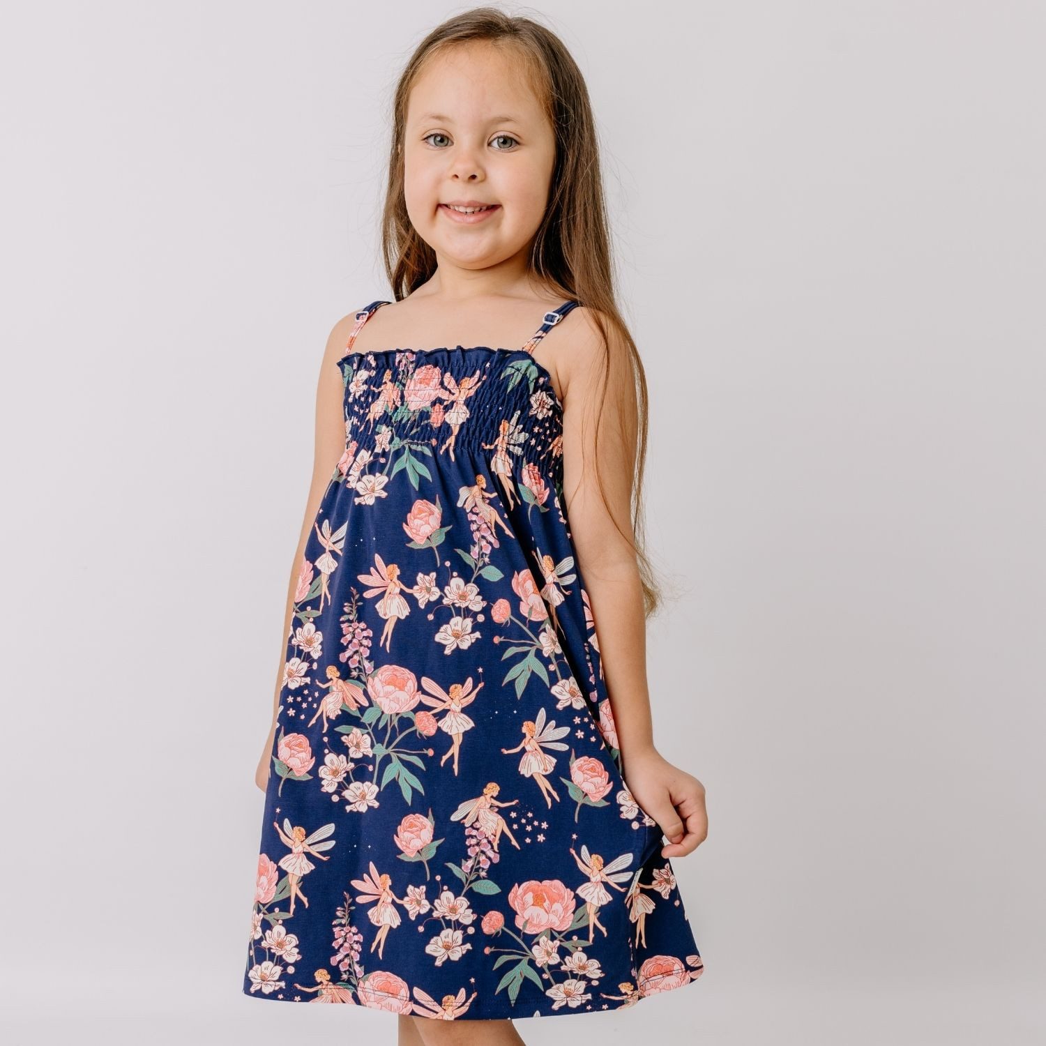Walkiddy Jerseykleid Walkiddy Feen & Blumen Kinder Bio Baumwolle GOTS Dunkelblau - Bio Baumwolle,GOTS, Kinderbekleidung,nachhaltige Klamotten,Shorts