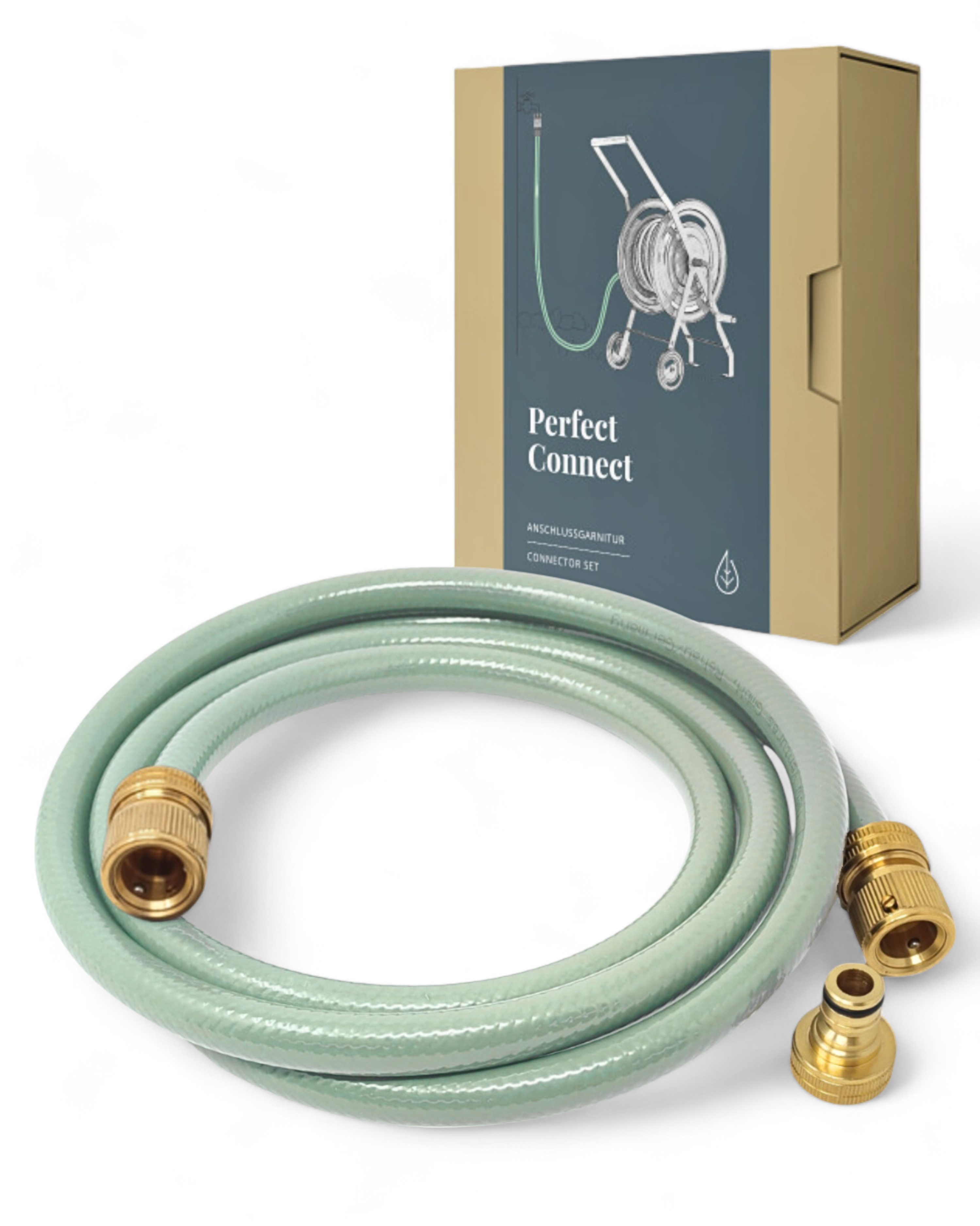 LIVLIG Gartenschlauch 2m Anschlussgarnitur 1/2 Zoll für Schlauchwagen & Schlauchtrommel, recyceltes Material, UV-beständig, wetterfest, Klicksystem