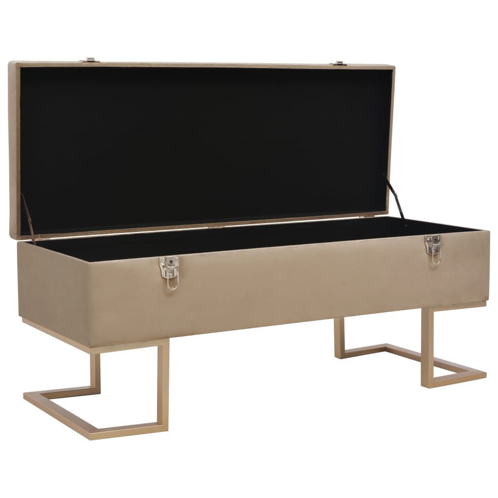 furnicato Truhenbank Samt-Bank 105 x 40 x 44 cm in Beige und Gold