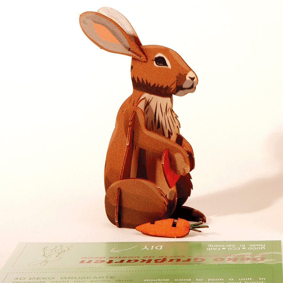Grußkarte 3D-Holzpostkarte »Hase«.