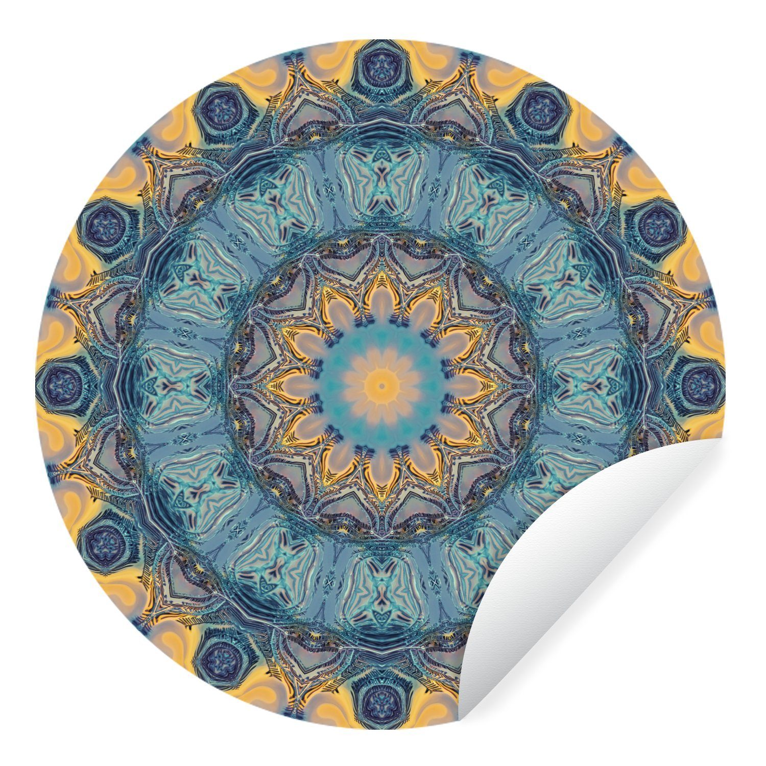 MuchoWow Wandsticker Kreis - Blau - Mandala (1 St), Tapetenkreis für Kinderzimmer, Tapetenaufkleber, Rund, Wohnzimmer