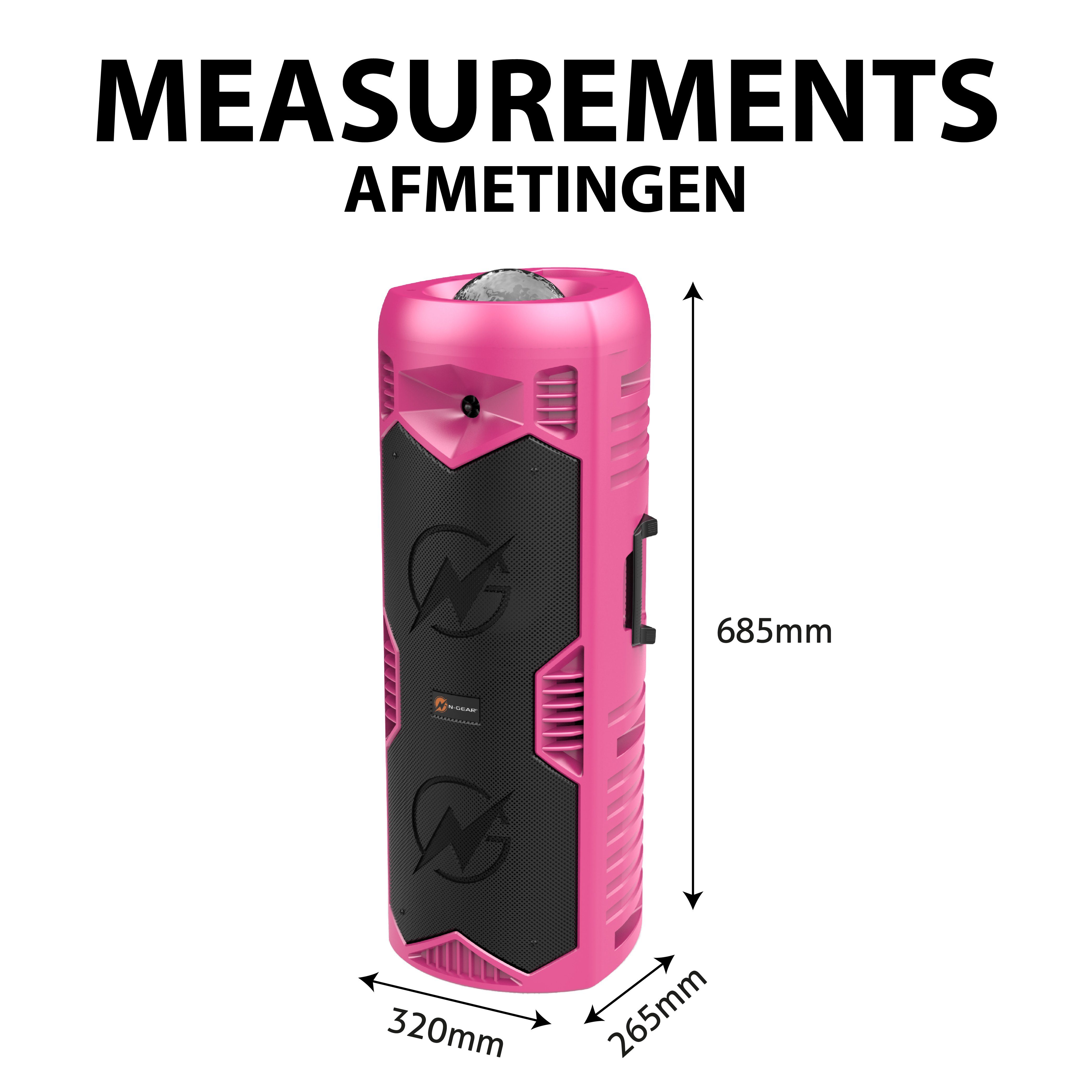 Fernbedienung, Lieferumfang im 5150 Mikrofon enthalten) Let's (Inklusive Party Go Pink N-GEAR Drahtloses Bluetooth-Lautsprecher