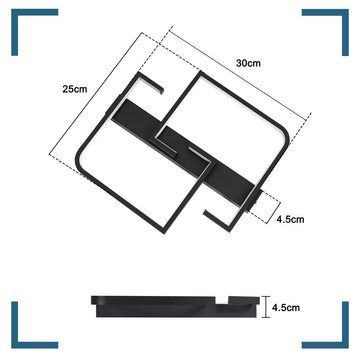 ZMH LED Deckenleuchte Deckenlampe Modern für Schlafzimmer Flur, Hochwertige Lampenperlen, LED fest integriert, 3000k, warmweiß, Schwarz, 30cm