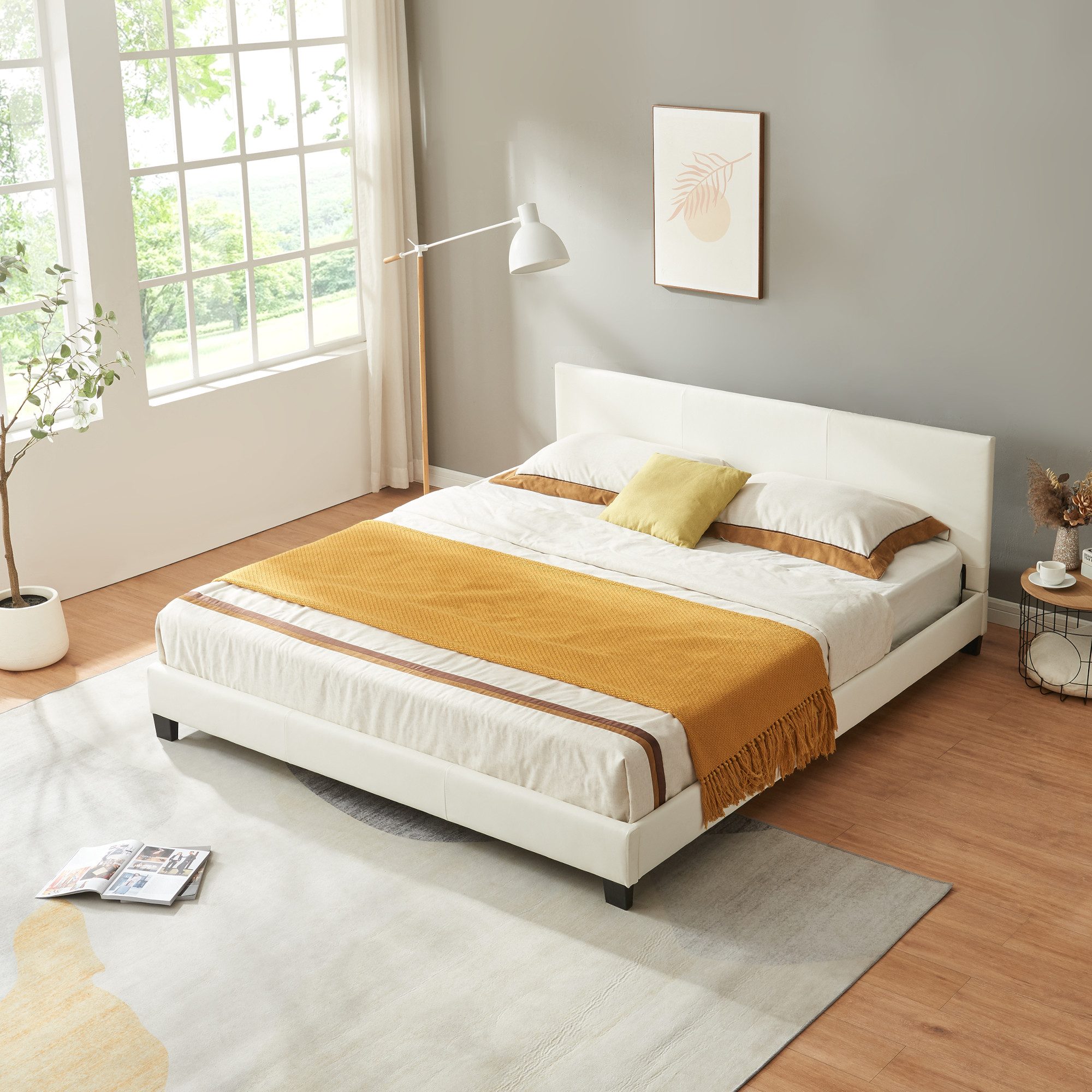 Corium Polsterbett, »Albacete« Doppelbett 180x200cm Bettgestell Lattenrost Weiß