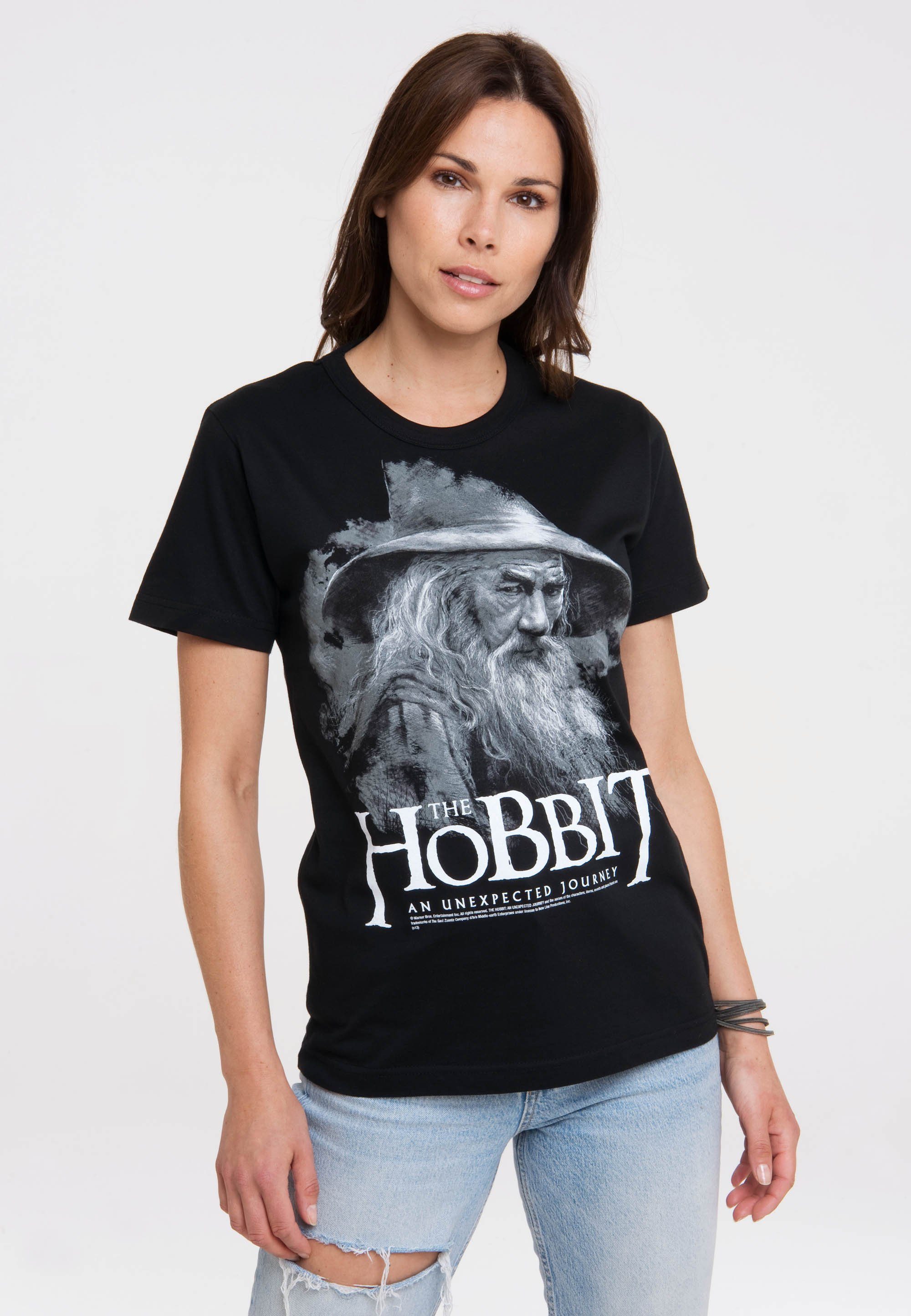 Gandalf mit lizenziertem - LOGOSHIRT T-Shirt Hobbit Print