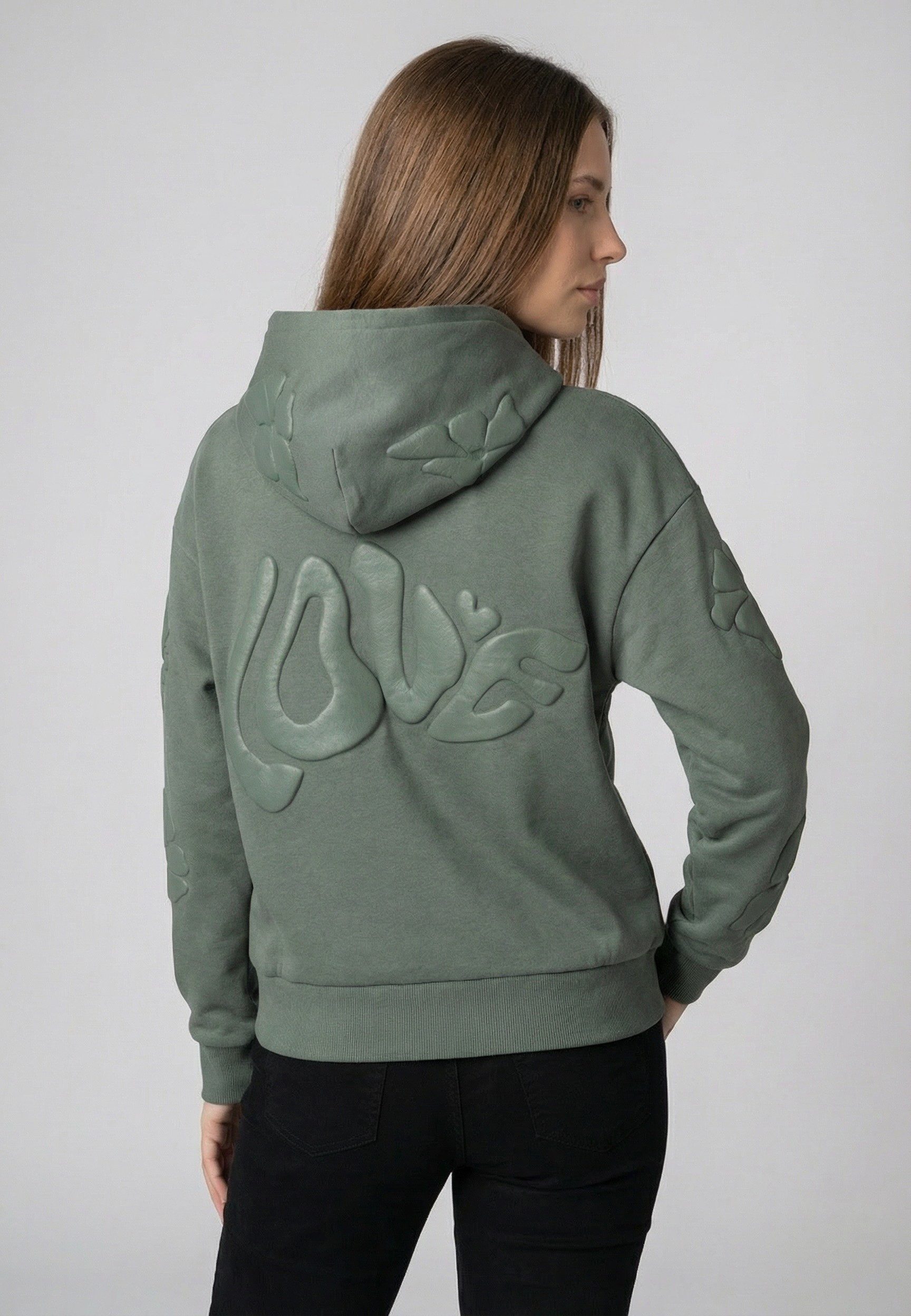 SUBLEVEL Kapuzenpullover Damen Kapuzenpullover Hoodie mit 3D Print Sweater, Kapuzensweatshirt mit Kängurutasche, mit Kapuze