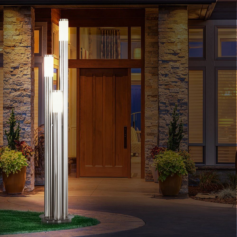 braun Leuchtmittel Warmweiß, außen Wegeleuchte LED Außen-Stehlampe, schwarz Gartenlampen etc-shop Stehlampe inklusive, Außenleuchte Silber