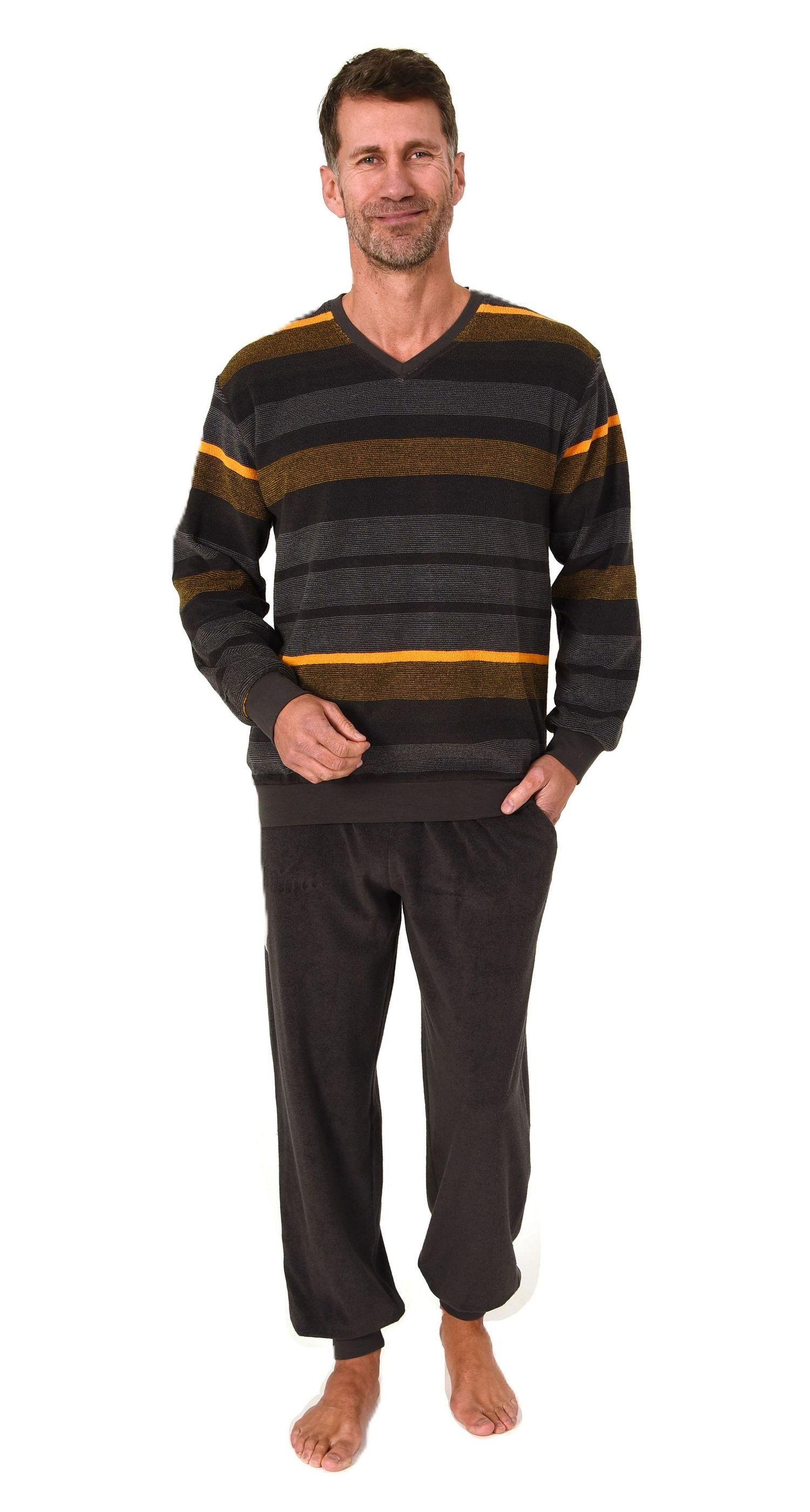 Normann Pyjama Herren Schlafanzug langarm in Frottee Qualität – auch in Übe günstig online kaufen