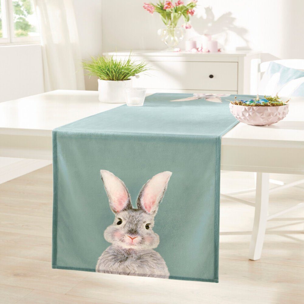 Home-trends24.de Tischläufer Tischläufer Hase Ostern Tischdecke Tischdeko  Osterdeko 40 x 140 cm