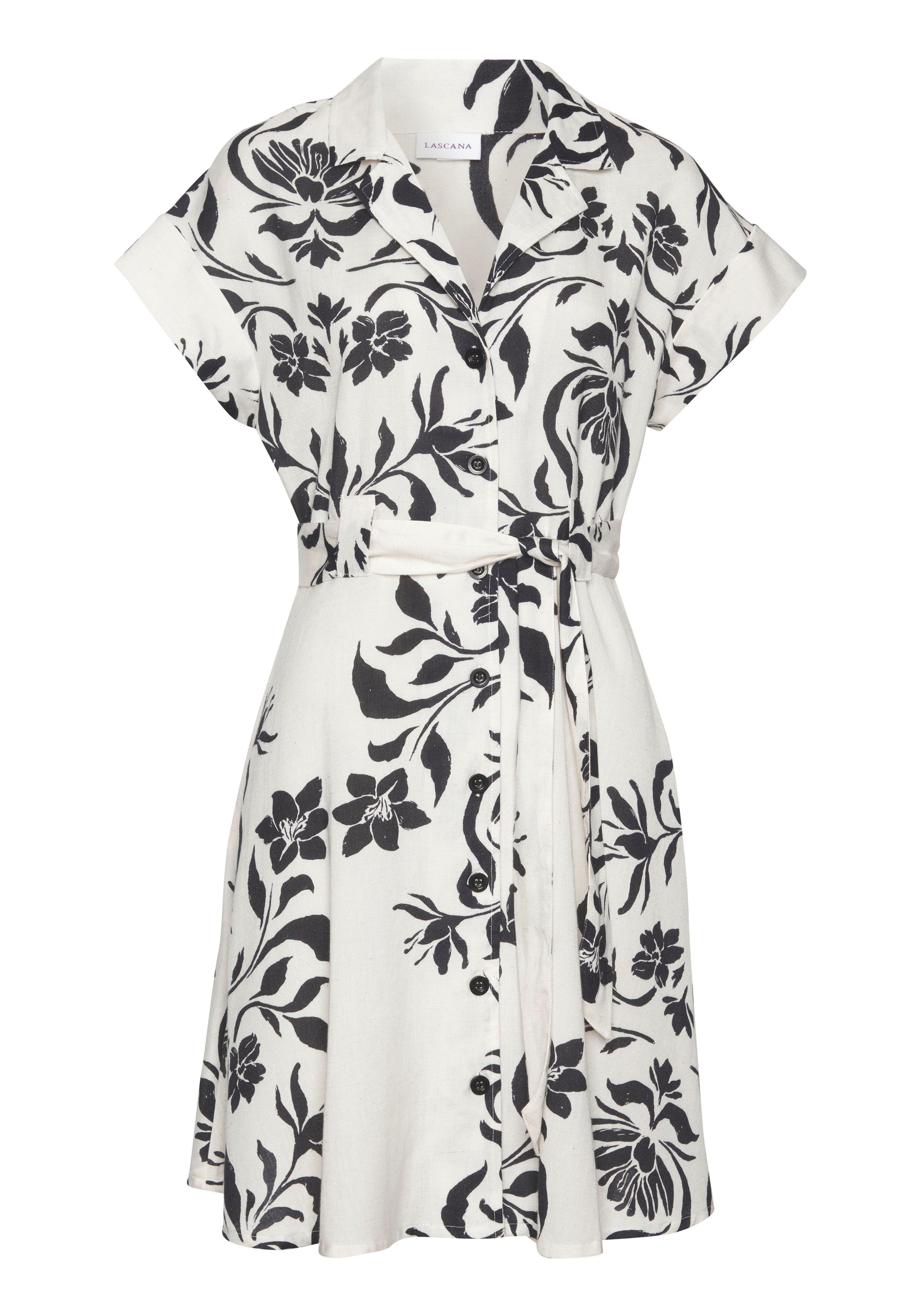 LASCANA Hemdblusenkleid (mit Bindegürtel) aus Leinenmix, günstig online kaufen