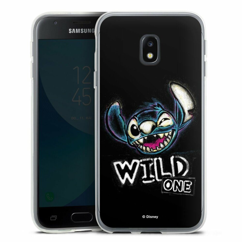 DeinDesign Handyhülle Lilo & Stitch Offizielles Lizenzprodukt Disney Wild  One Stitch, Samsung Galaxy J3 (2017) Silikon Hülle Bumper Case Handy  Schutzhülle