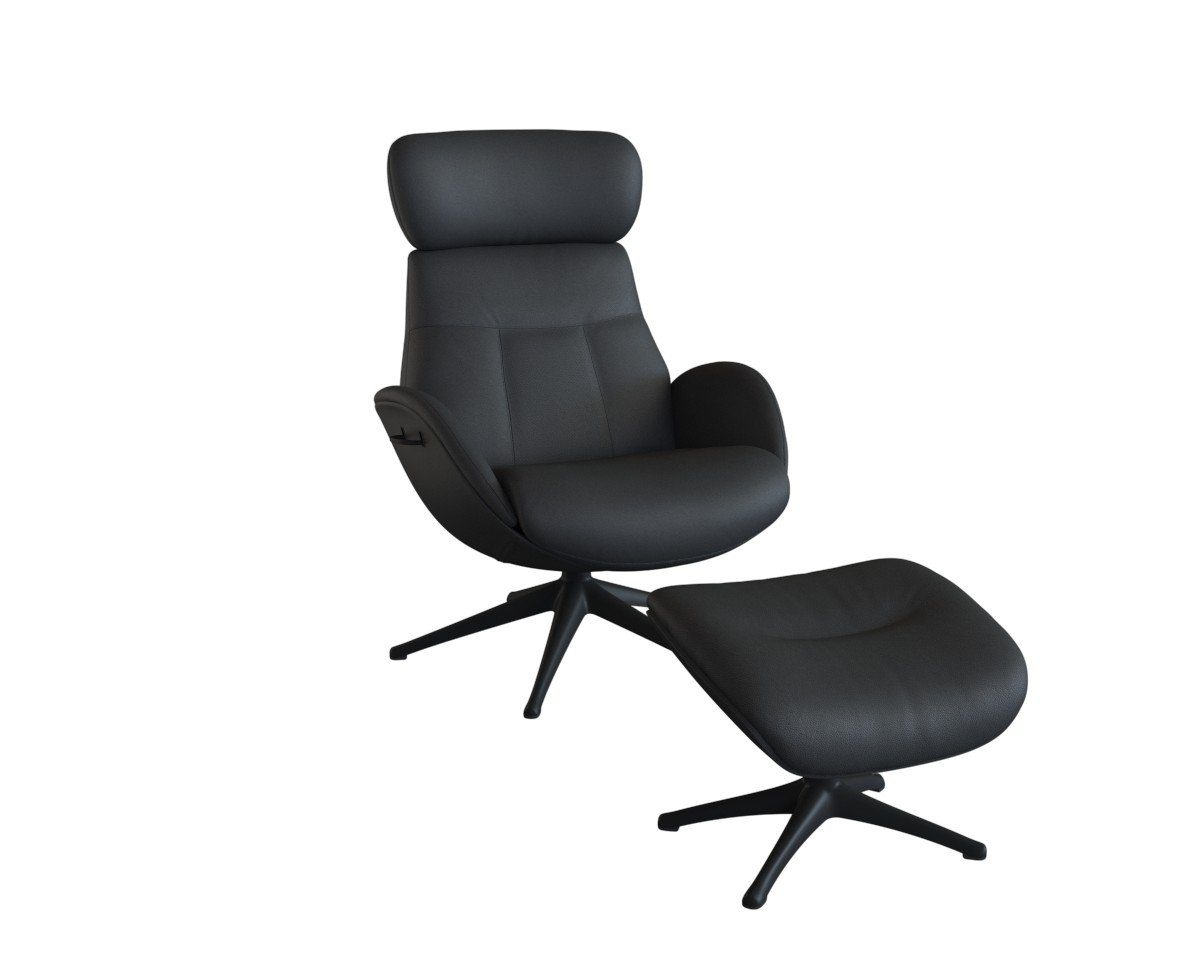 FLEXLUX Relaxsessel Elegant, Funktionssessel, verstellbarer Rücken- und Kopfstütze, Premium Komfort, Rücken- & Kopfteilverstellung, drehbar, Fuß schwarz