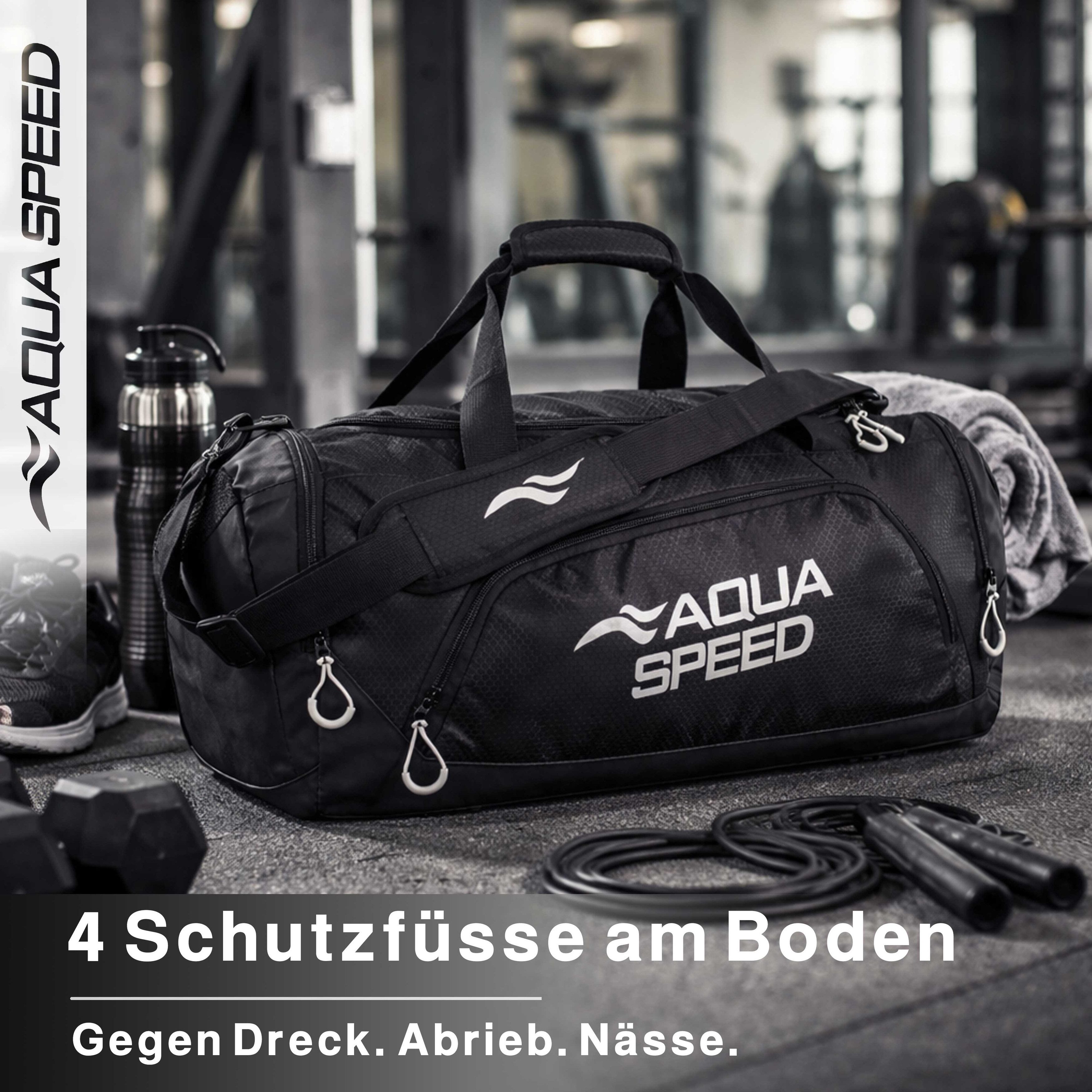 Aqua Speed Sporttasche Duffle Bag L 42L Training Fitness Schwimmen Pool Öffnung 27 (Fitness Tasche mit breiter U Öffnung für schnellen Zugriff oben), Klettgriff erleichtert Transport auch bei voller Beladung