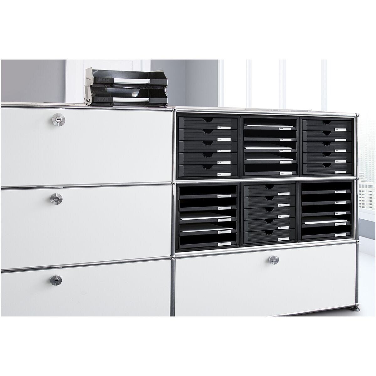 HAN Schubladenbox 1401, mit 5 Schubladen, offen, stapelbar/ integrierbar