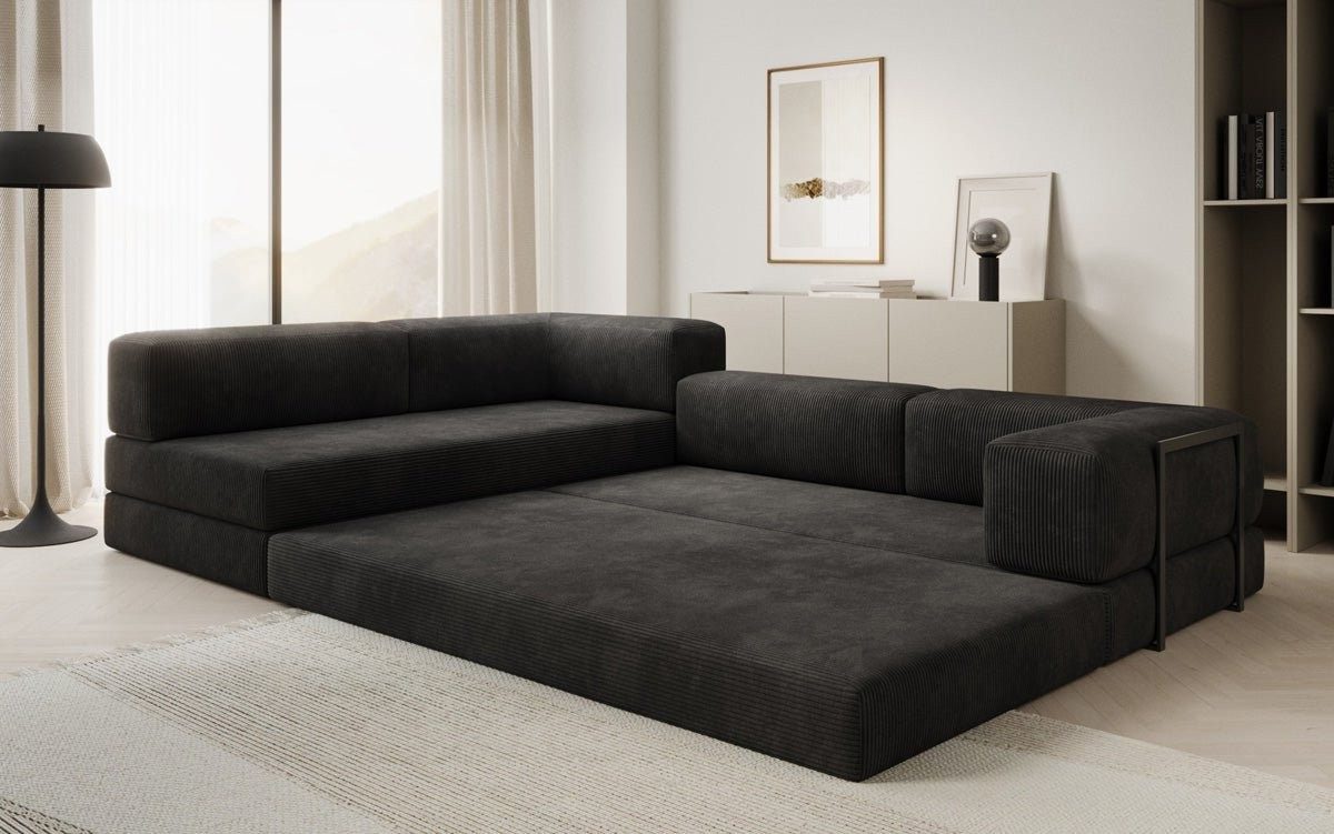 Luxusbetten24 Sofa Designer Sofa Lazy L, mit Aufklappfunktion und Cordbezug günstig online kaufen