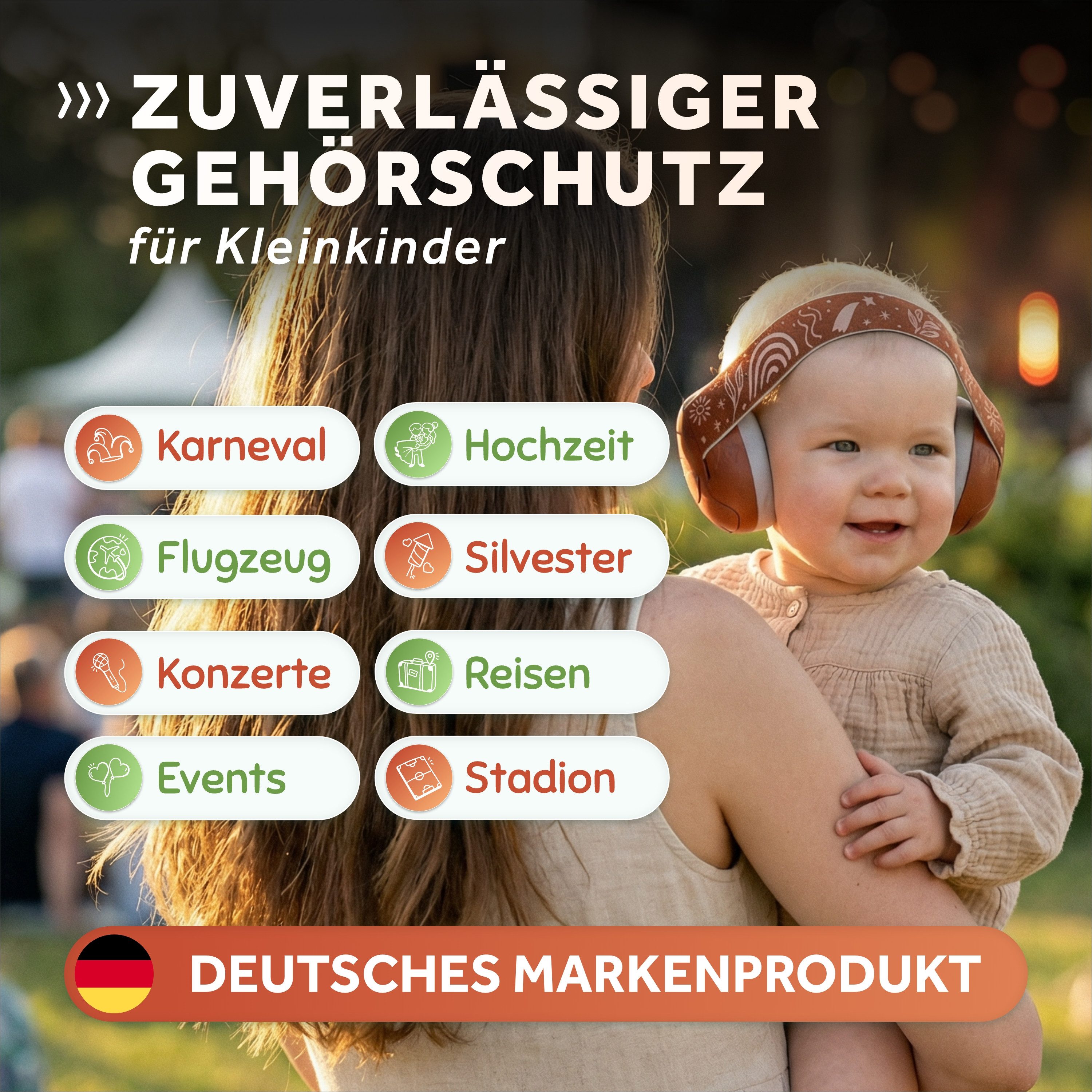 Schallwerk Kapselgehörschutz Mini+ Ohrenschützer für Kleinkinder - Gehörschutz Baby, (Kopfhörer Babys & Kleinkinder, Ohrenschutz für Babys mit verstellbaren Band), bis zu 52cm Kopfumfang