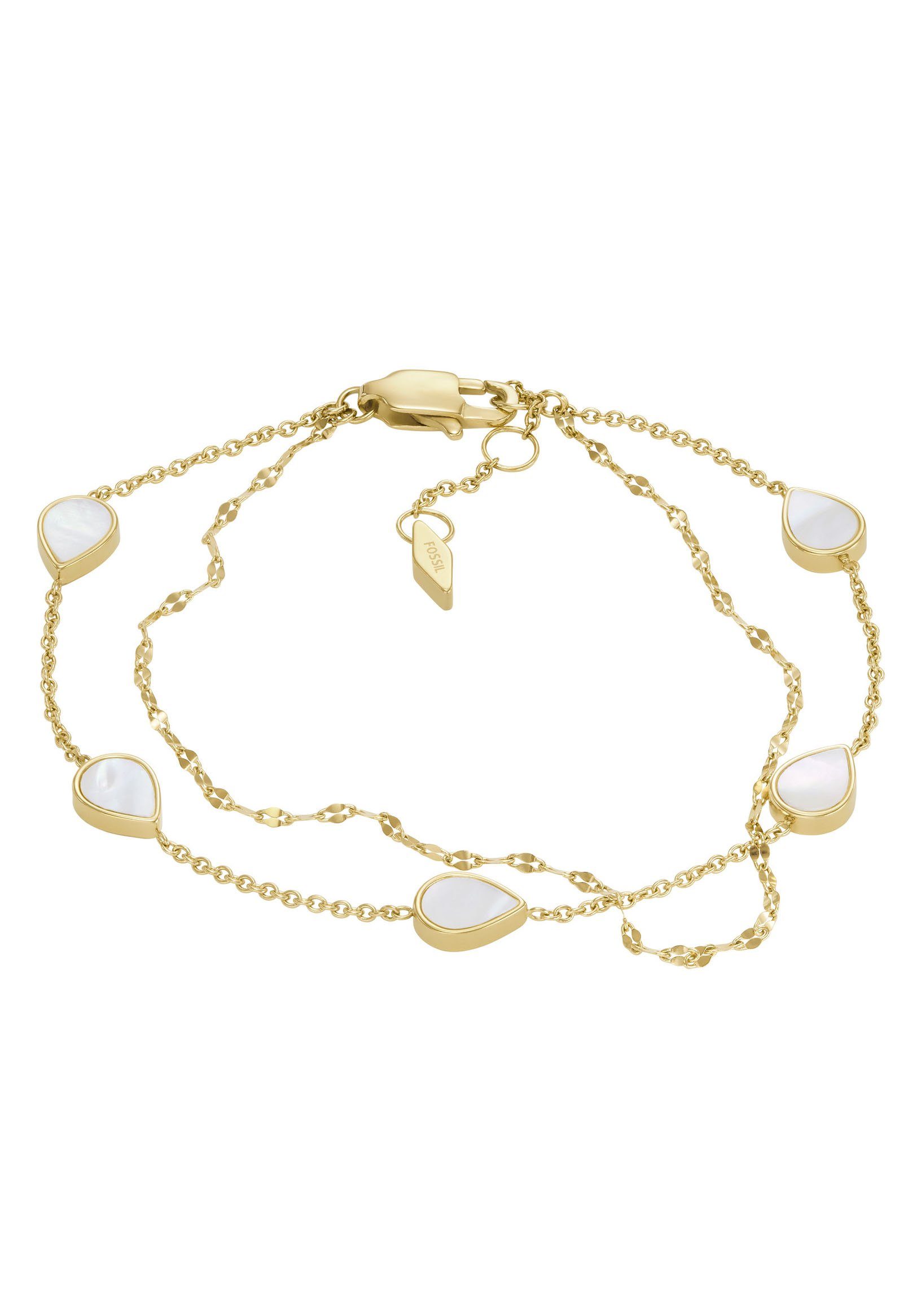 Fossil Armband Schmuck Geschenk Edelstahl Armschmuck JEWELRY Tropfen, mit Perlmutt