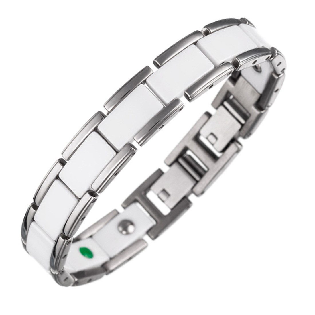 Lunavit Armband Lunavit Magnet-Armband Olymp Jade weiß/silber günstig online kaufen