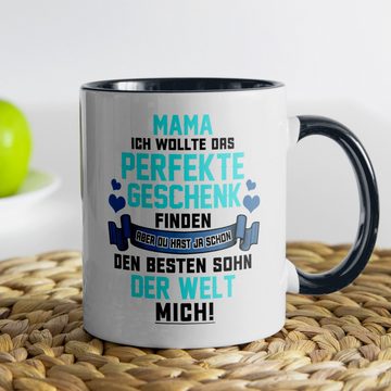 22Feels Tasse Mama Geschenk von Sohn Muttertag Geburtstag Mutter Weihnachten Frauen, Keramik, Made in Germany, Spülmaschinenfest, Zweifarbig