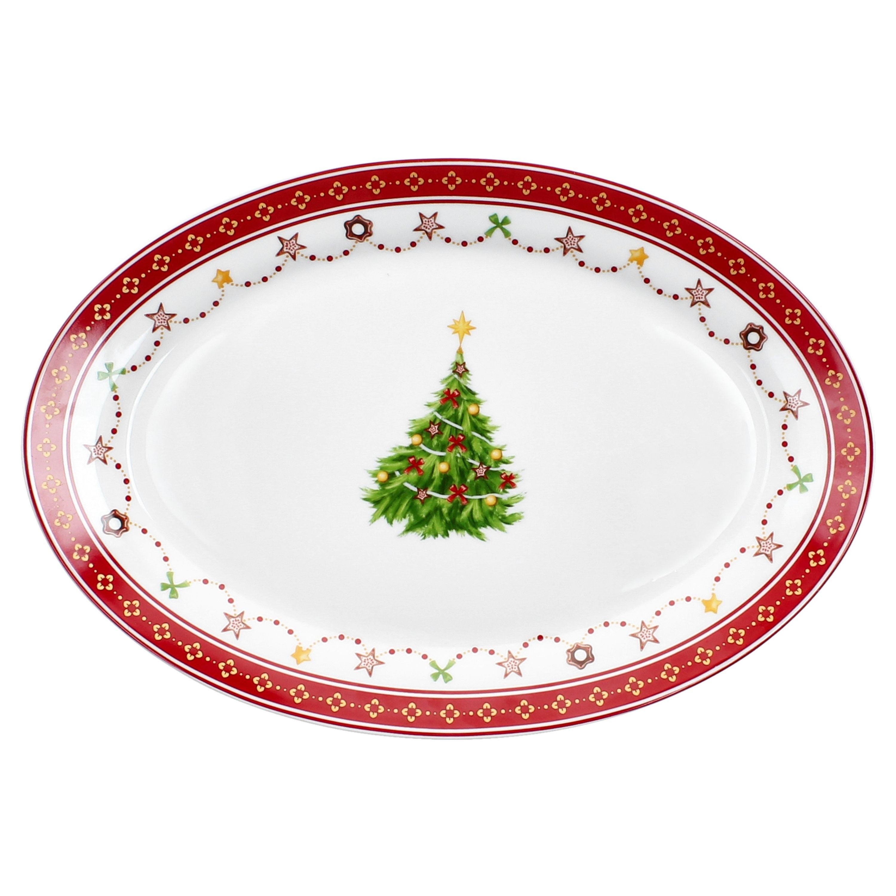 MamboCat Servierplatte Weihnachtstraum Servierplatte oval Porzellan 35,5x24,3cm Braten-Teller, Porzellan