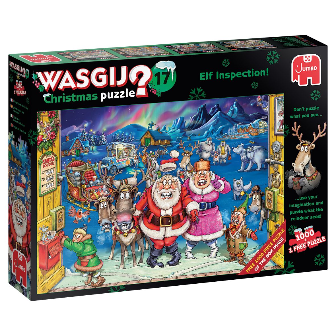 Jumbo Spiele Puzzle Wasgij Christmas 17 - Elf Inspection! - 2x 1000 Teile Puzzle, 1000 Puzzleteile, Made in Europe