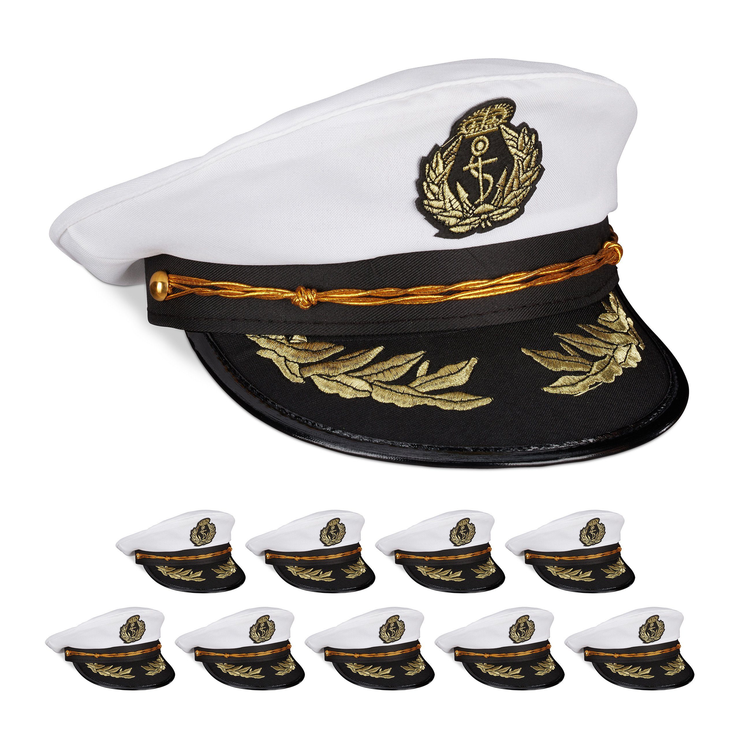Kostüm 10 x Kapitänsmütze
