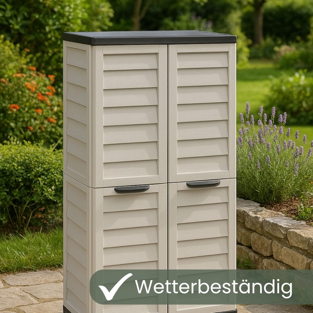 GarPet Garten-Geräteschrank Gartenschrank Wetterfest Outdoor Kunststoffschrank Balkonschrank