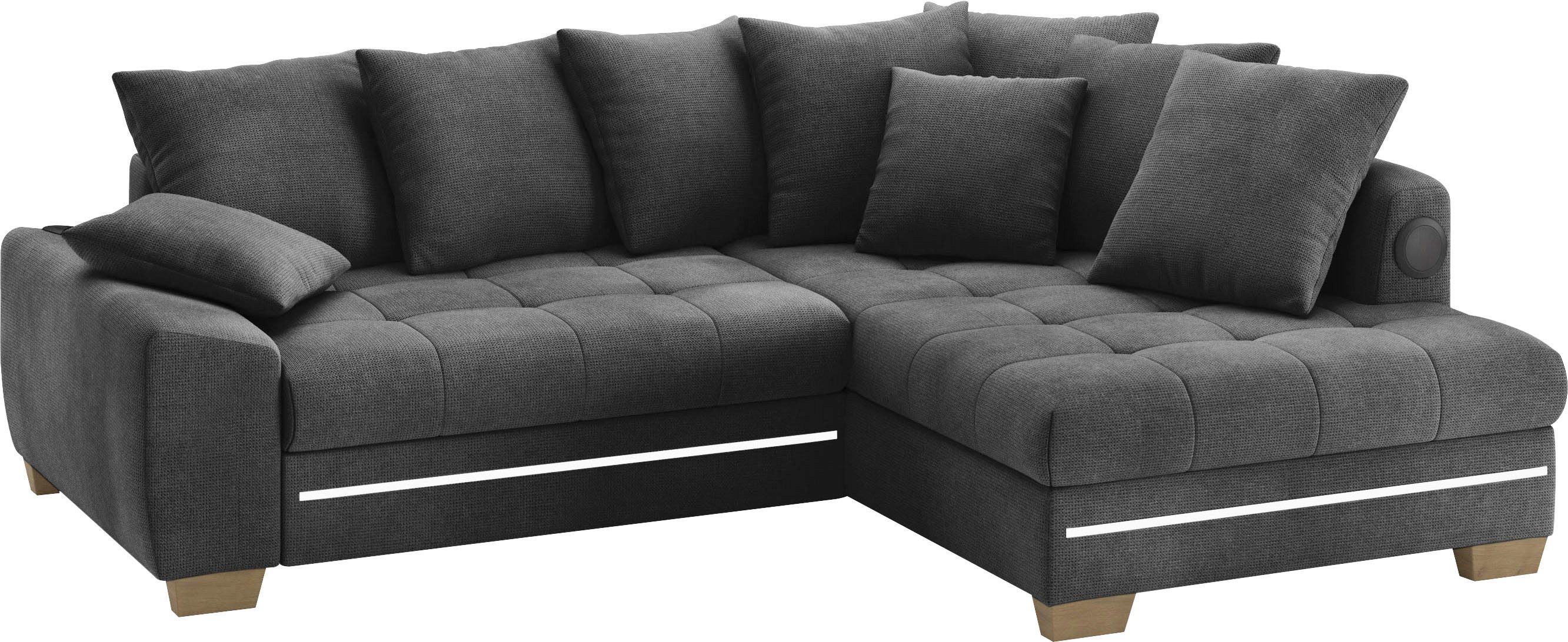 Mr. Couch Ecksofa Nikita II, L-Form, mit Kaltschaum, RGB-LED, Soundsystem, wahlweise mit Bett, Bettkasten