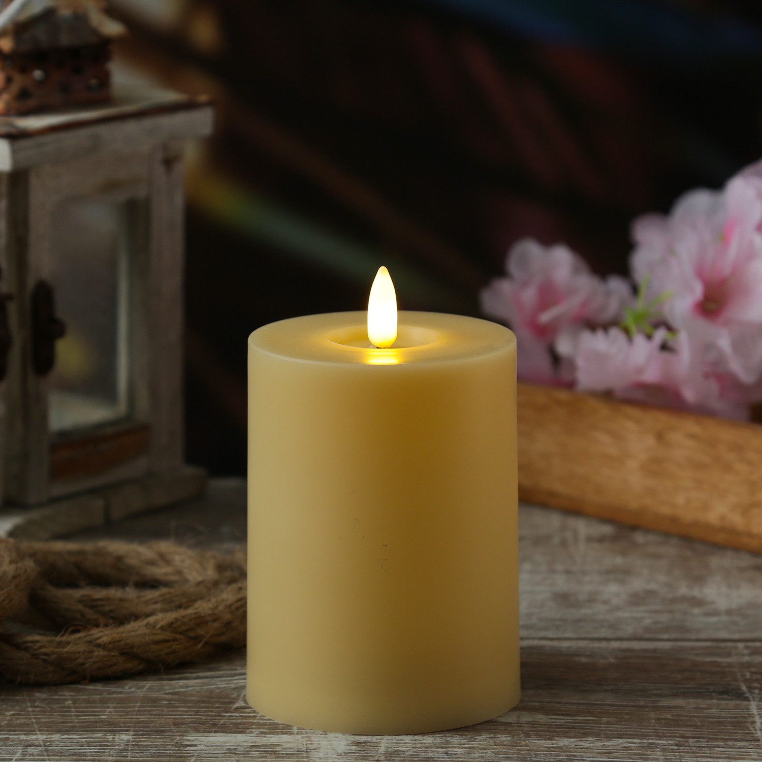 MARELIDA LED-Kerze für Außen Garten Balkon flackernd H: 10cm D: 7,5cm outdo günstig online kaufen
