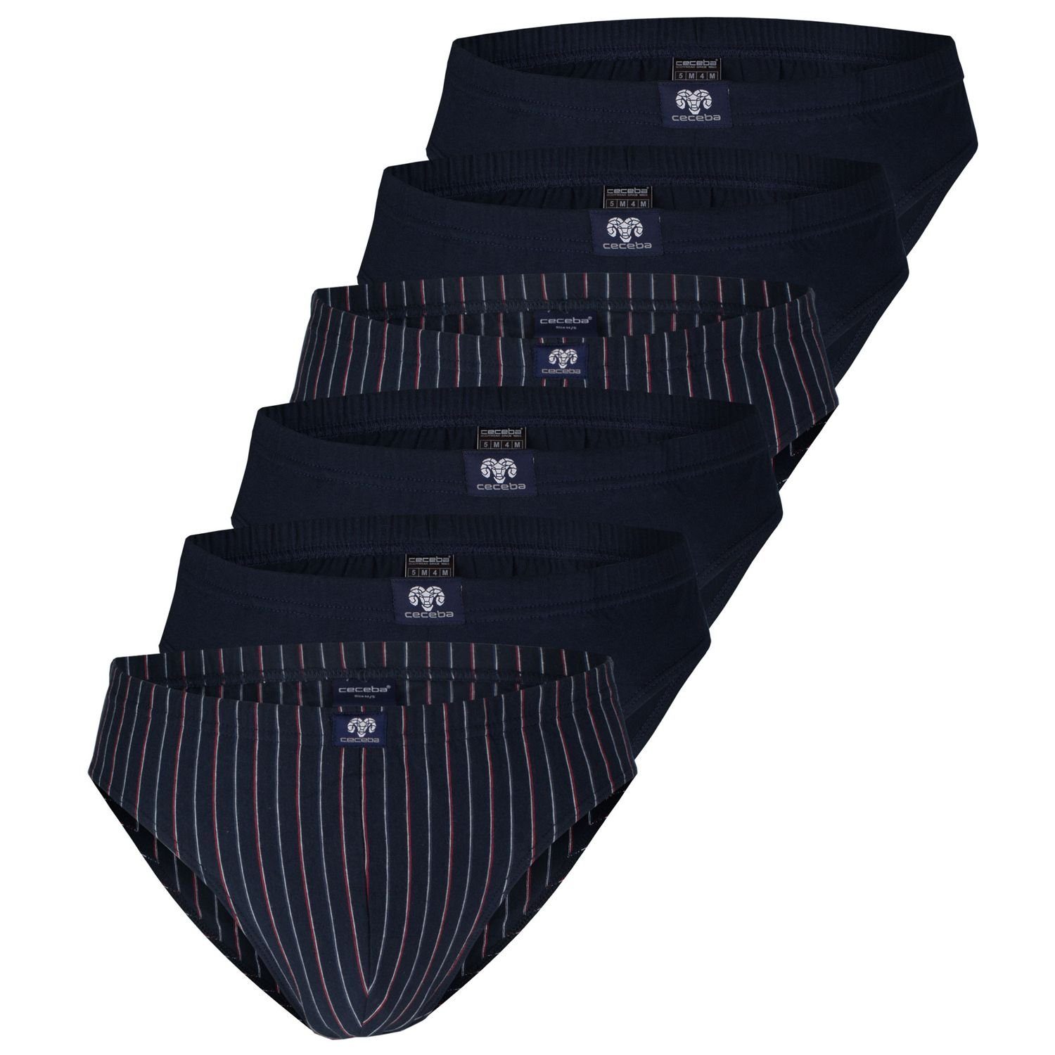 Bündchen, (6-St) Eingriff, Slip im Mehrfarbig elastisches CECEBA Navy ohne Pack / Baumwolle, 6er