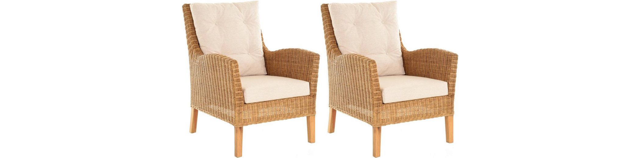 Krines Home Rattansessel Harry - Wintergarten Sessel Honig-Gelb