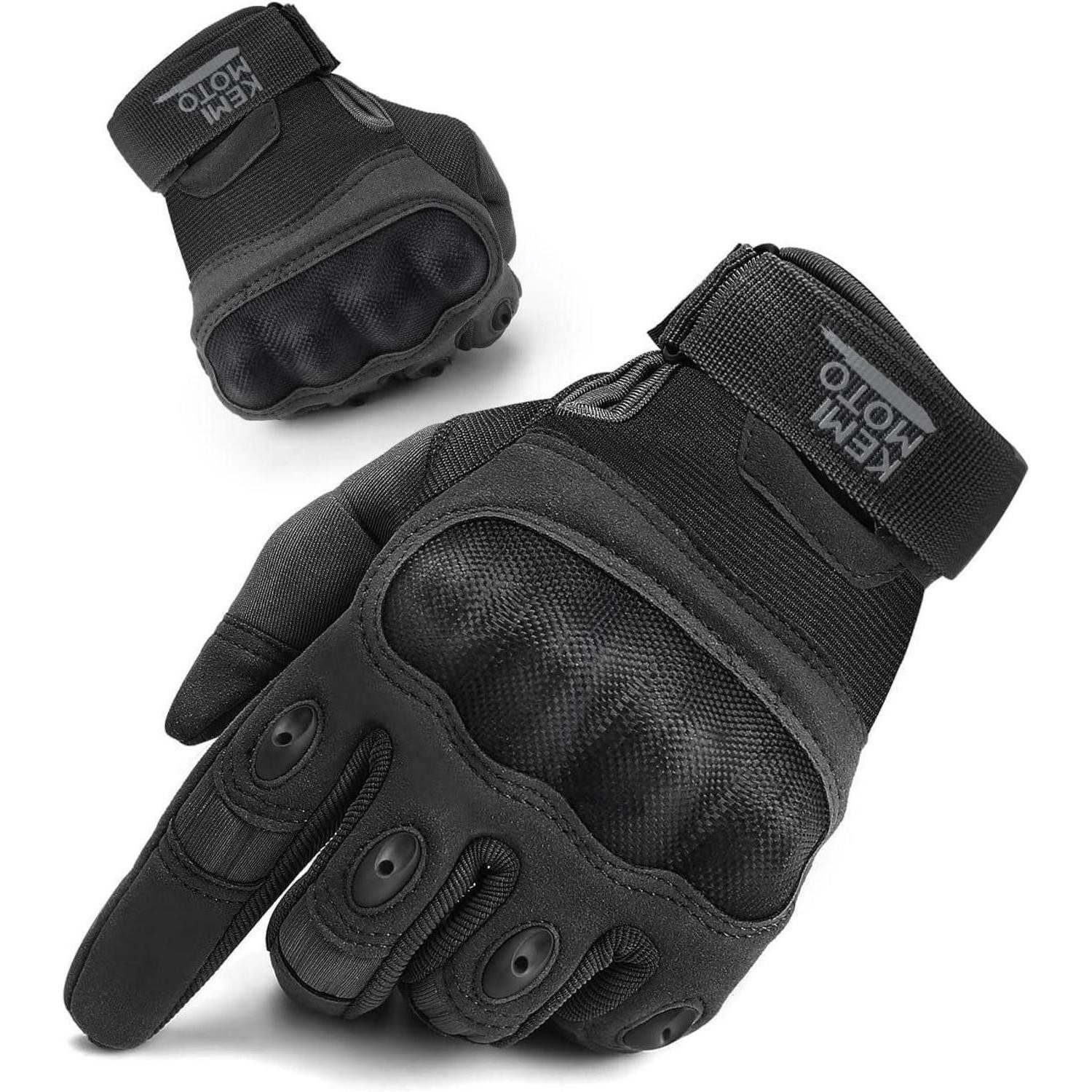 LuxusKollektion Arbeitshandschuhe Handschuhe Taktische Kohlefaser Knöchelprotektor Vollfinger XL Schwarz