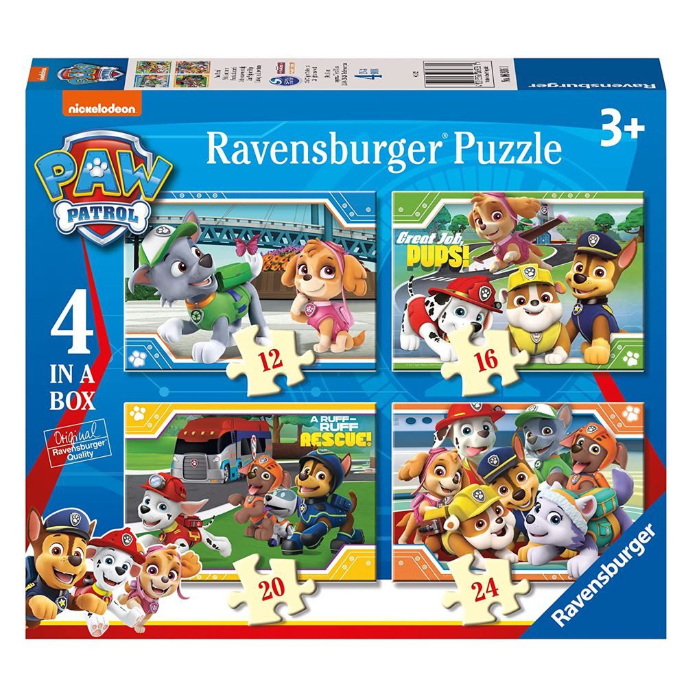 PAW PATROL Puzzle 4 in 1 Kinder Puzzle Box Motiv Freunde Ravensburger Paw Patrol, 24 Puzzleteile
