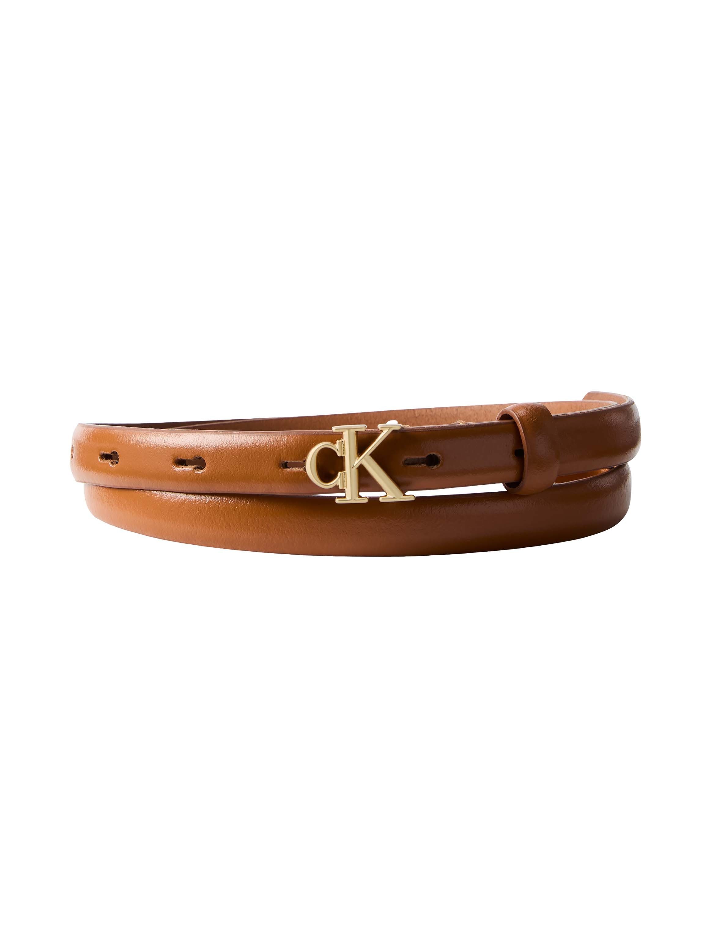 Calvin Klein Ledergürtel ROUND CK BUCKLE 15MM BELT SMOOTH Größenverstellbar mit Metallschließe