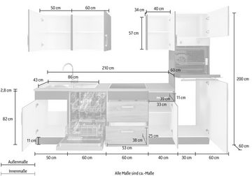 HELD MÖBEL Küchenzeile Gera, ohne E-Geräte, Breite 270 cm