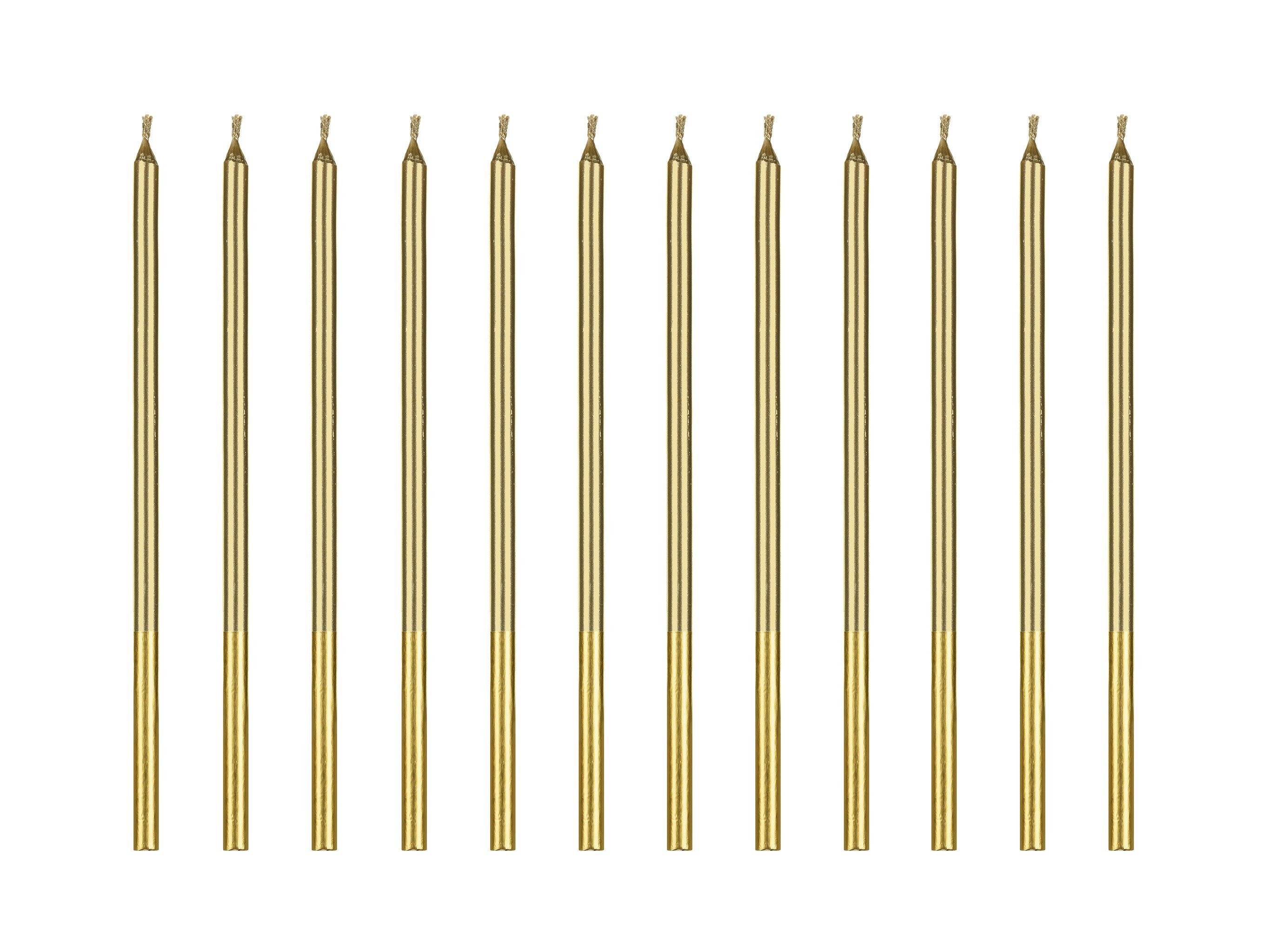 partydeco Geburtstagskerze, Geburtstagskerzen 14cm glatt 12er Set Gold günstig online kaufen