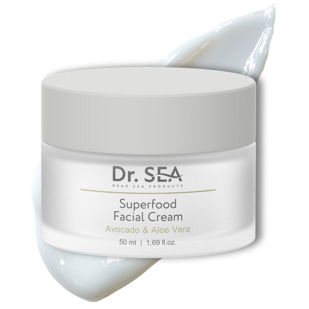 DR. SEA Tagescreme Superfood Gesichtscreme Avocado & Aloe Vera, Hyaluron Creme mit Mineralien aus dem Toten Meer