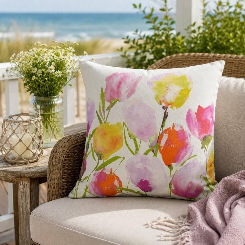 sander table + home Kissenhülle Kissenhülle Big Fresh Tulip – Bunter Tulpen Kissenbezug für Frühjahr &
