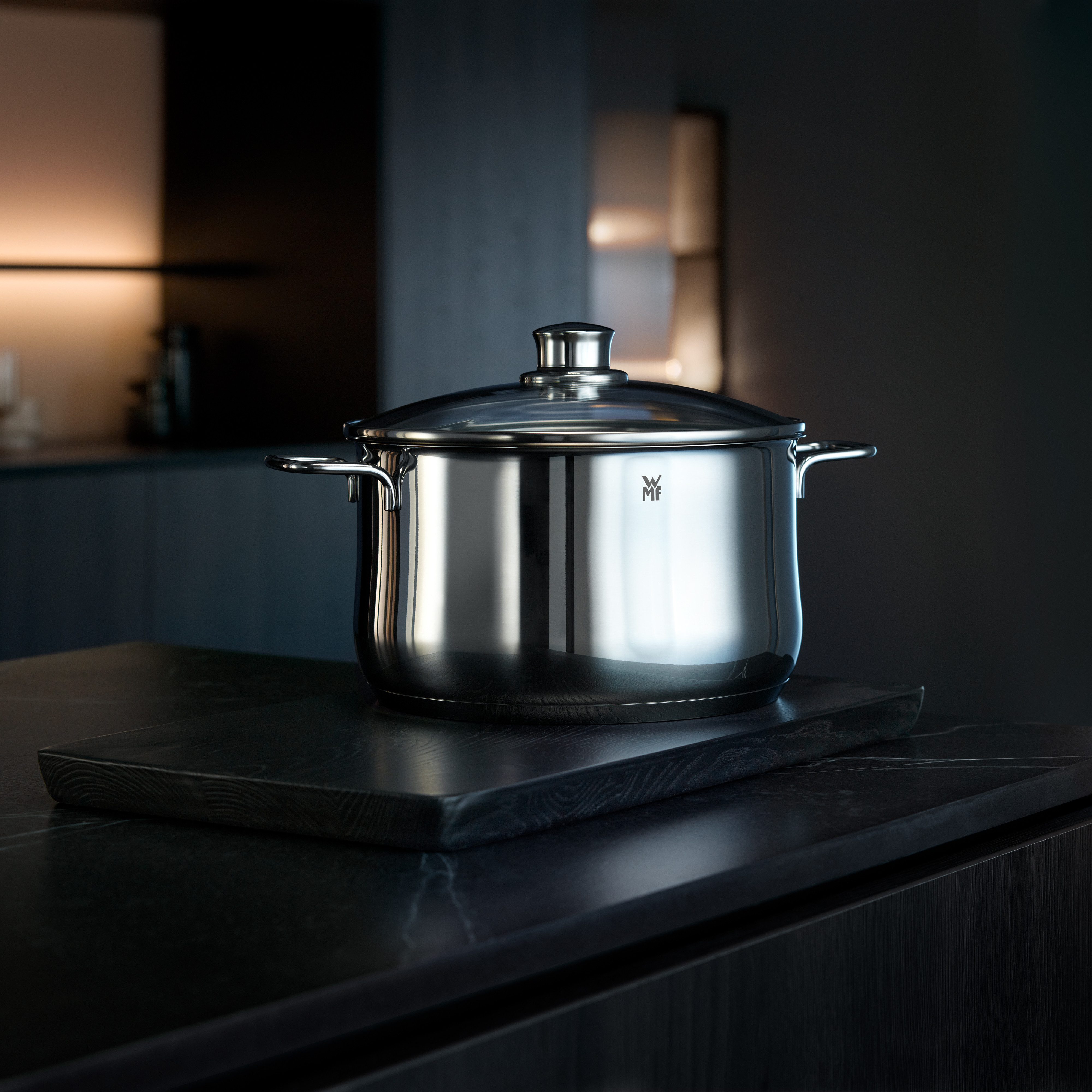 WMF Fleischtopf Diadem Plus, Cromargan® Edelstahl Rostfrei 18/10 (2-tlg), breiter Schüttrand, außergewöhnliches Design, spülmaschinengeeignet