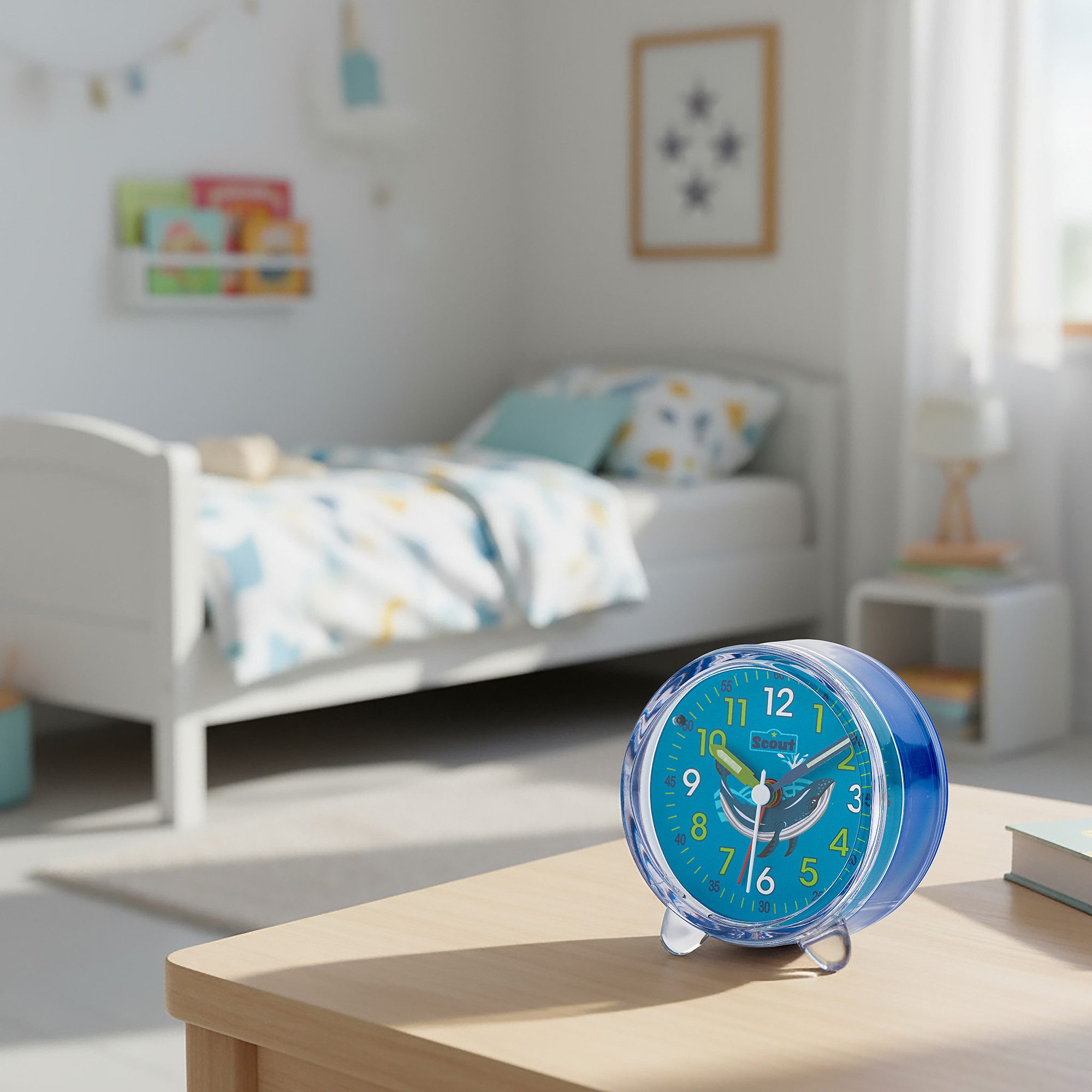 Scout Kinderwecker Favorit Quarzwecker, Geschenkidee, Kinderzimmer, Jungen, Schulanfang, Wal – Bild 4 von 4