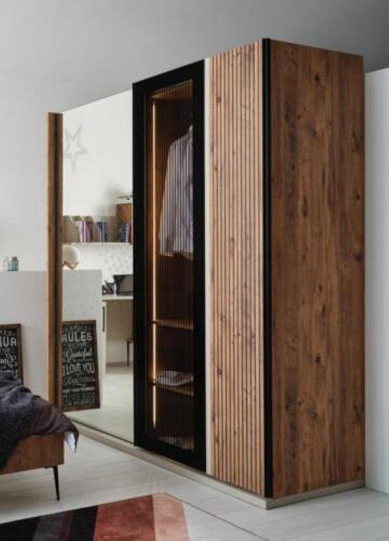 JVmoebel Kleiderschrank Moderner Kleiderschrank Luxus Holz Schränke Glas stilvolle Schlafzimer Made in Europa