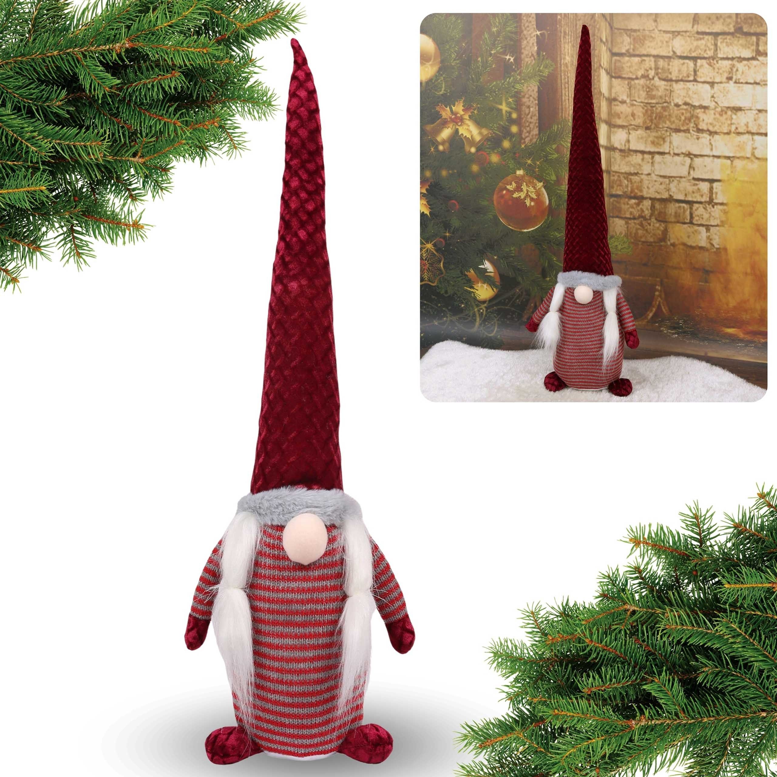 Weihnachtsfigur Dunkelroter Wichtel, Weihnachtswichtel 95cm