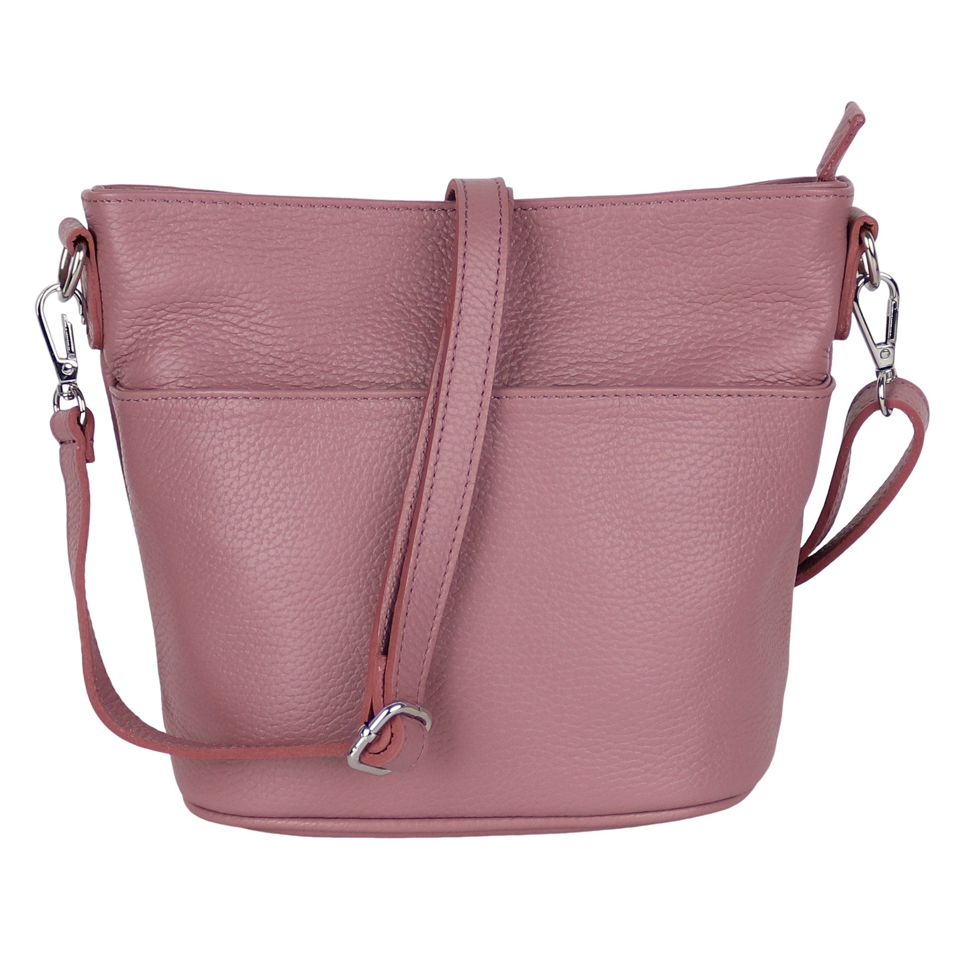 MIRROSI Umhängetasche Damen, Crossbody Bag, Echtleder Made in Italy (1 Tasche 2 Gurte oder Basic Version 1 Tasche 1 Gurt), 24x18x12cm (BXHXT)