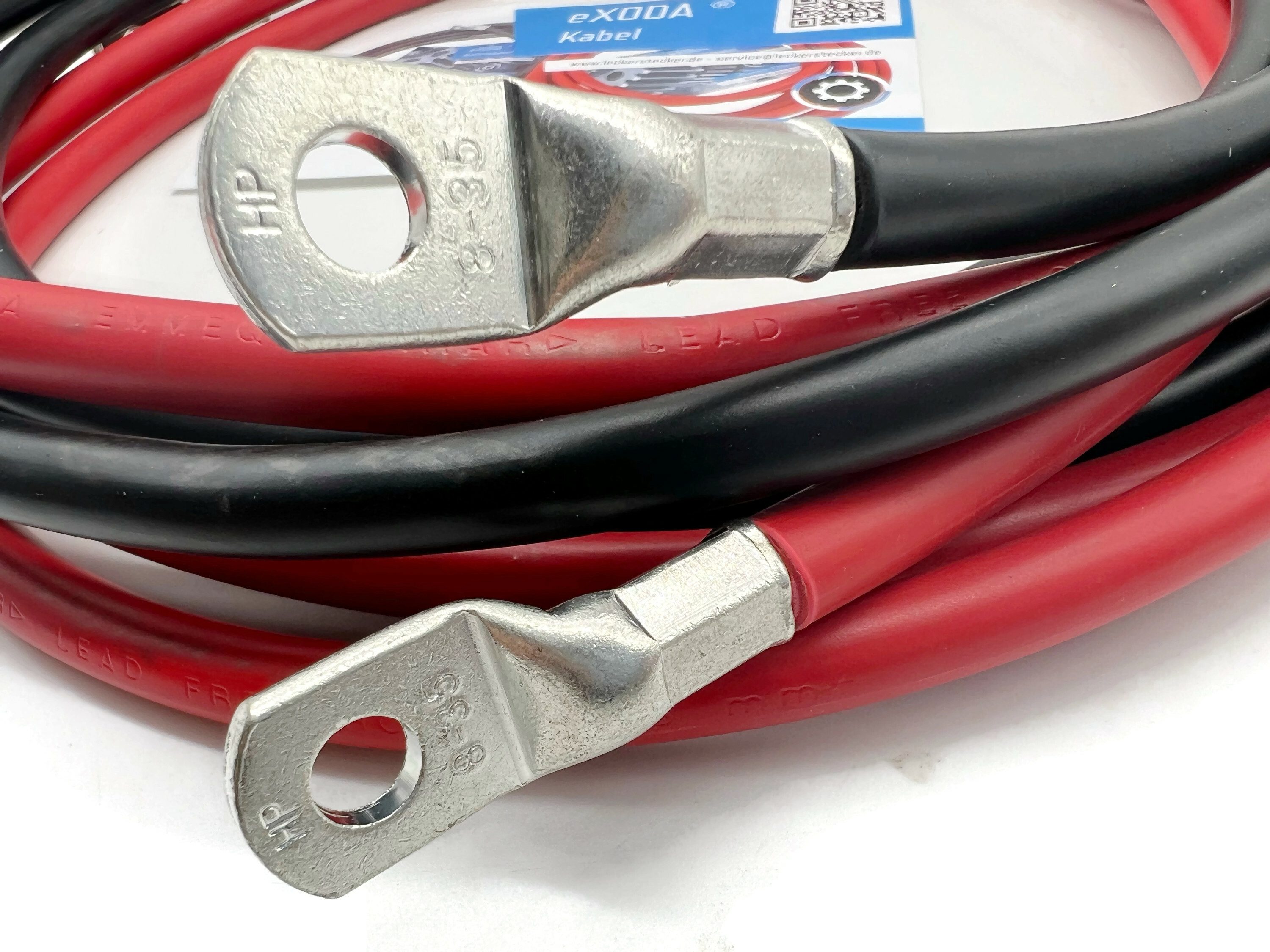 eXODA 35 mm2 M8 M8 Batteriekabel, Rot und Schwarz, (300 cm), 99% Kupfer