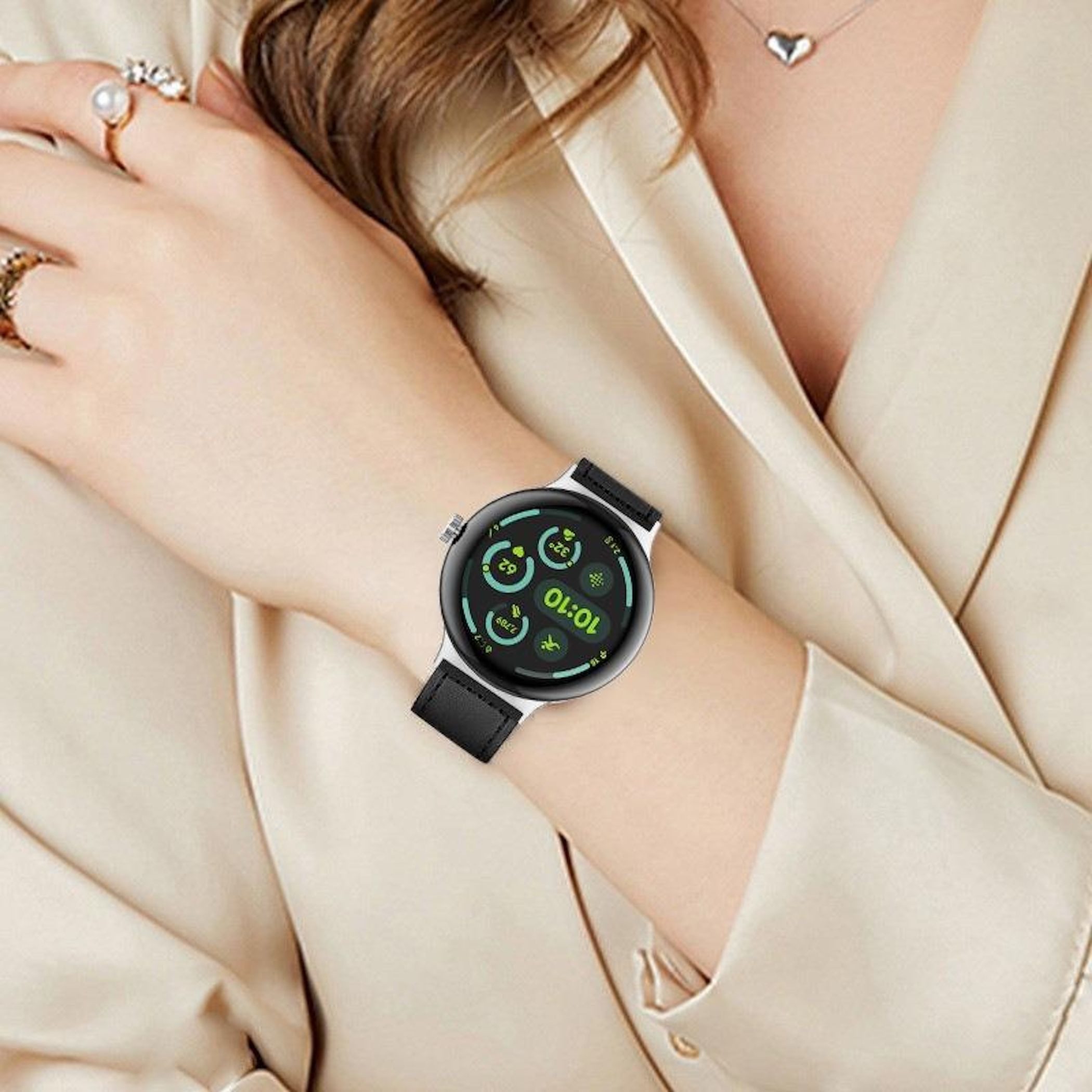 Wigento Smartwatch-Armband Für Google Pixel Watch 4 / 3 45mm Leder Premium Ersatz Armband Schwarz, Echtleder, Edelstahl Schließe