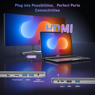 ACEMAGIC Metallgehäuse 16GB DDR4 WiFi, BT5.0, USB3.2×3,Type C,HDMI Notebook (40,64 cm/16 Zoll, Intel N5095, 512 GB SSD, Brillantes Display Leistungsstarke Effizienz Vielseitige Konnektivität)