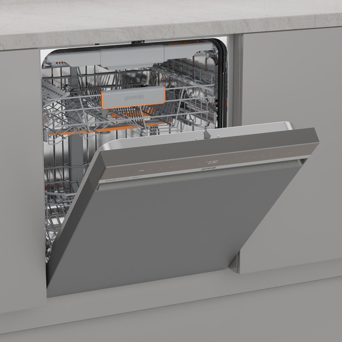 GORENJE Unterbaugeschirrspüler GU663C95X, 9,4 l, 16 Maßgedecke, 16 Maßgedecke, auto. Türöffnung, Besteckschublade