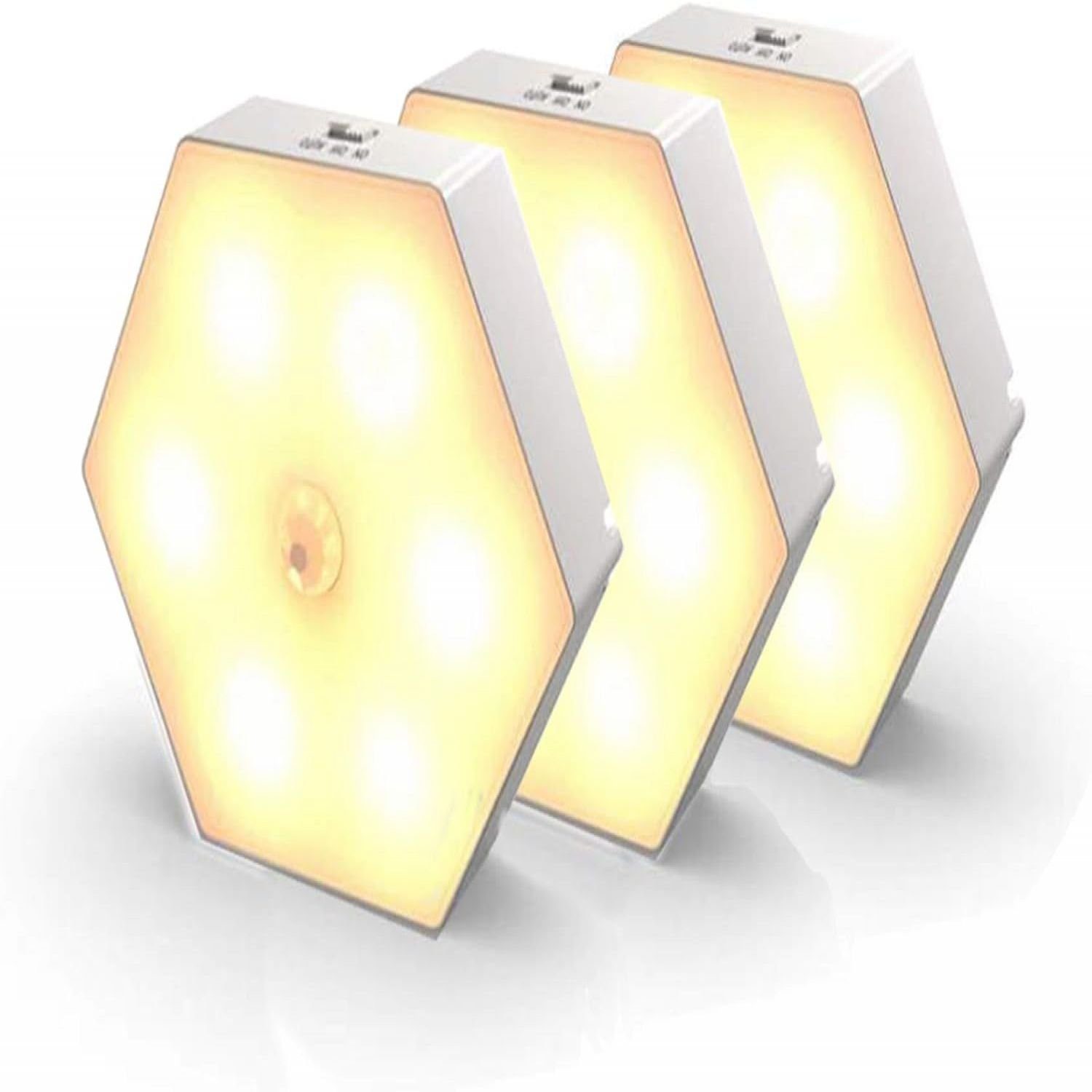 FeelGlad LED Einbaustrahler 3er-Set Nachtlicht mit Bewegungssensor, mit Ein / Aus-LED-Nachtlicht